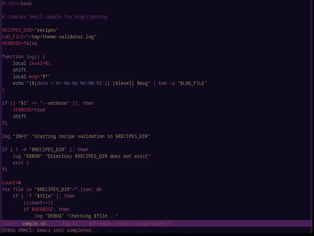 Base16 Tarot Theme in sh-mode