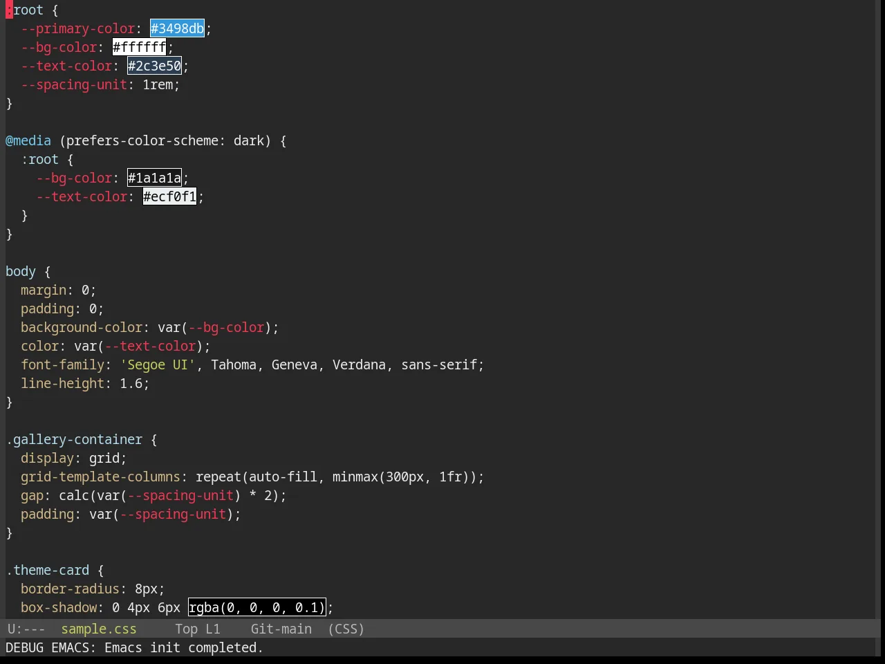 Base16 Tender Theme in css-mode
