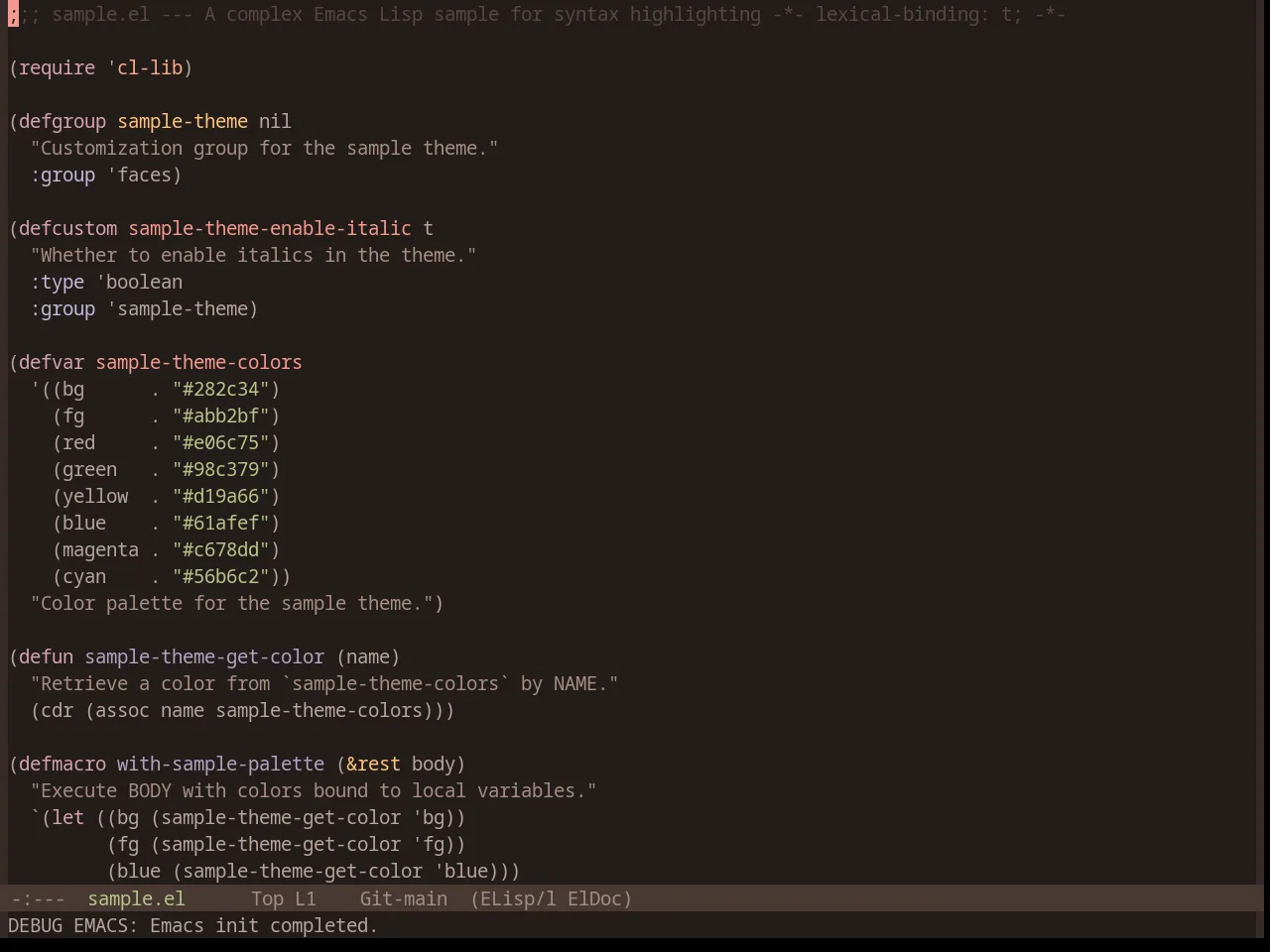 Base16 Terracotta Dark Theme in emacs-lisp-mode