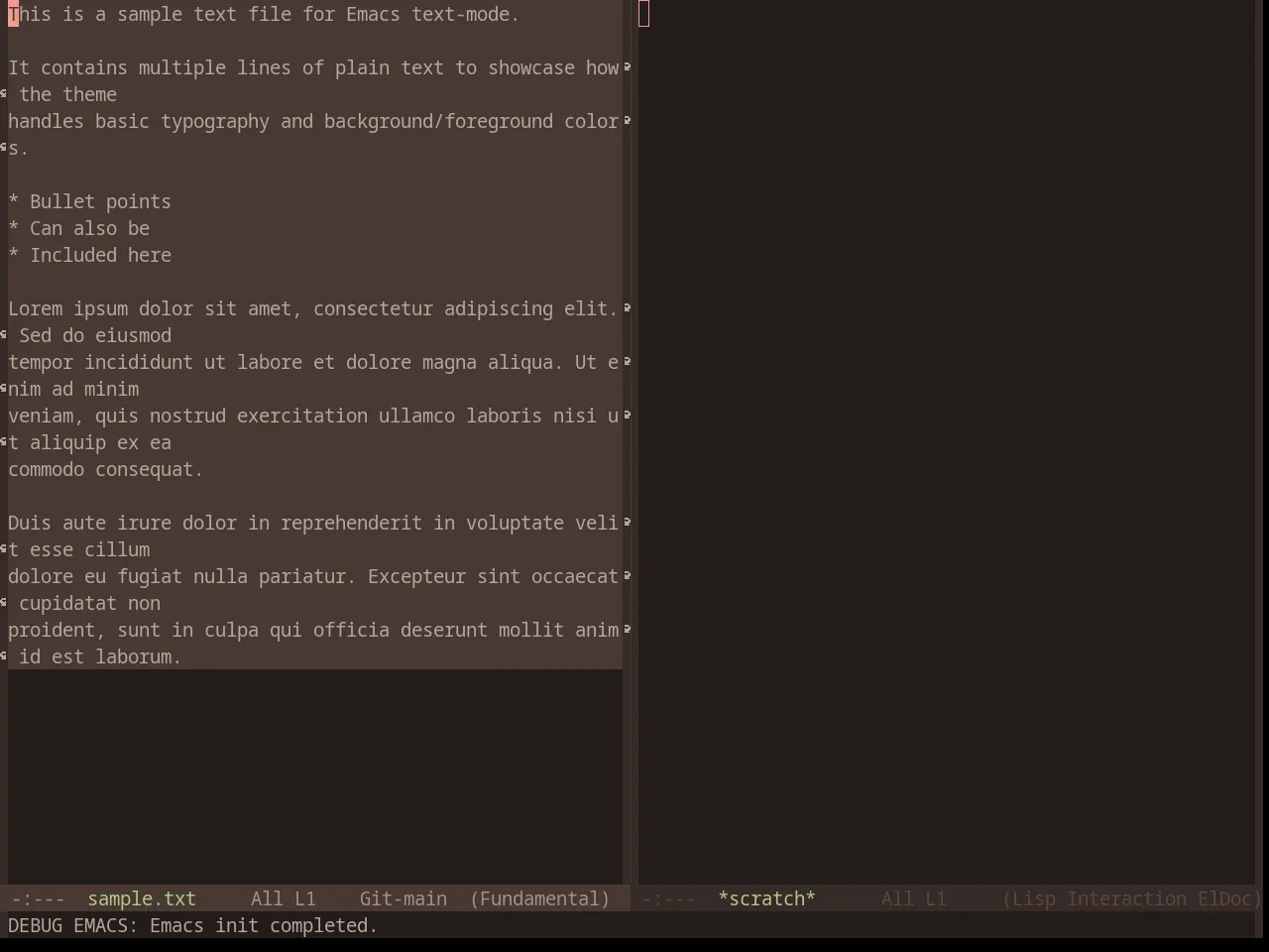 Base16 Terracotta Dark Theme in fundamental-mode