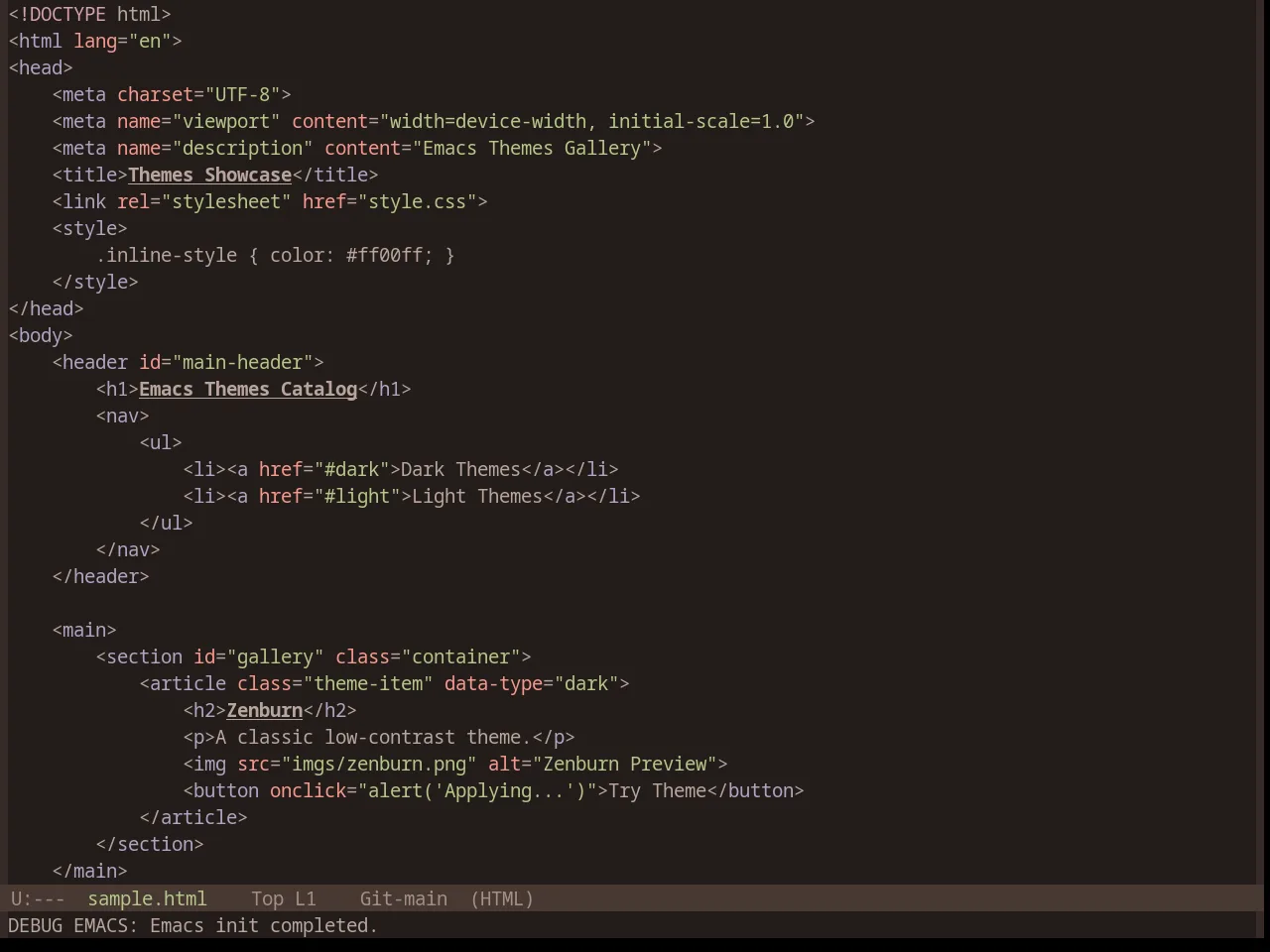 Base16 Terracotta Dark Theme in html-mode