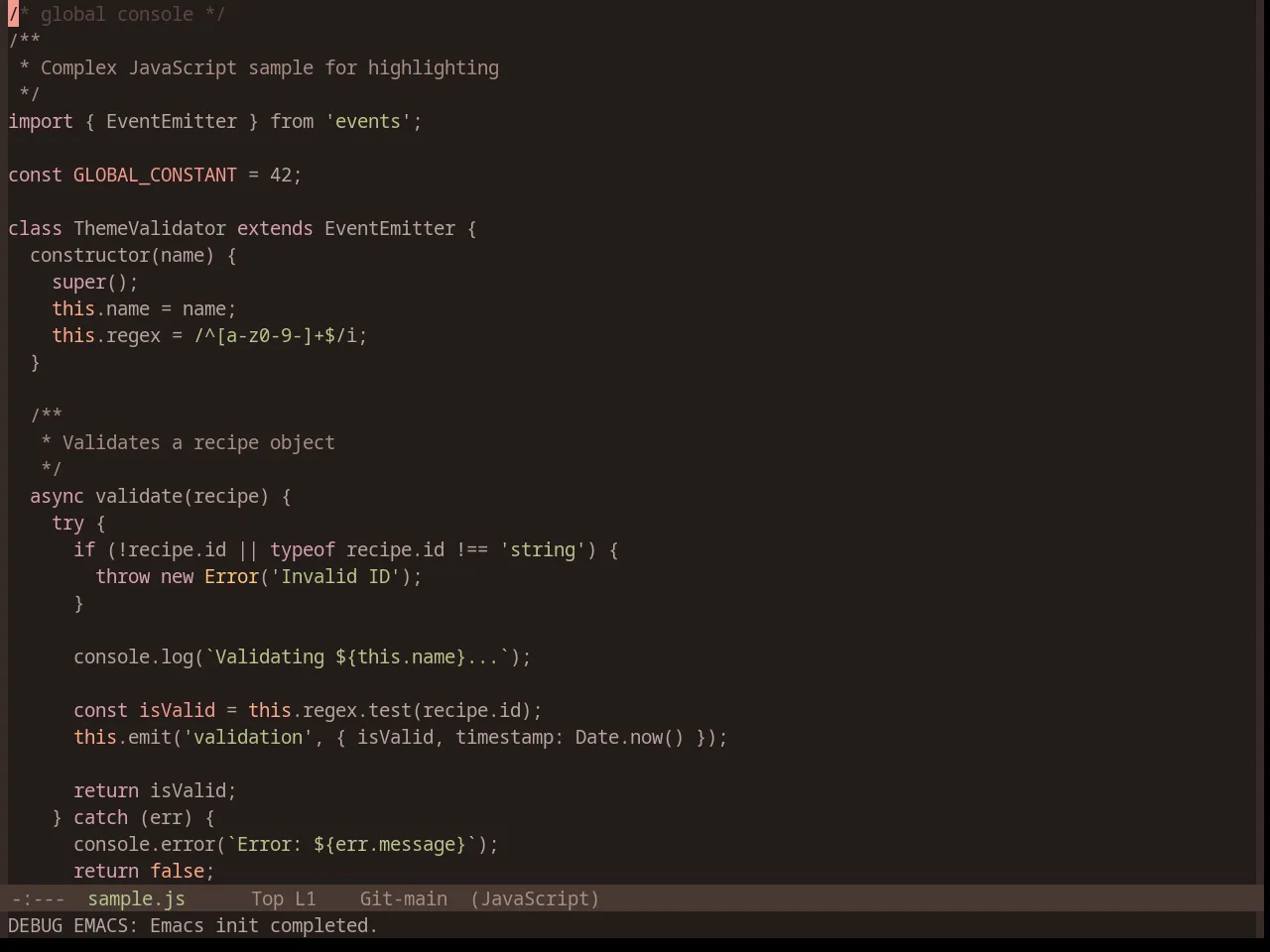 Base16 Terracotta Dark Theme in javascript-mode