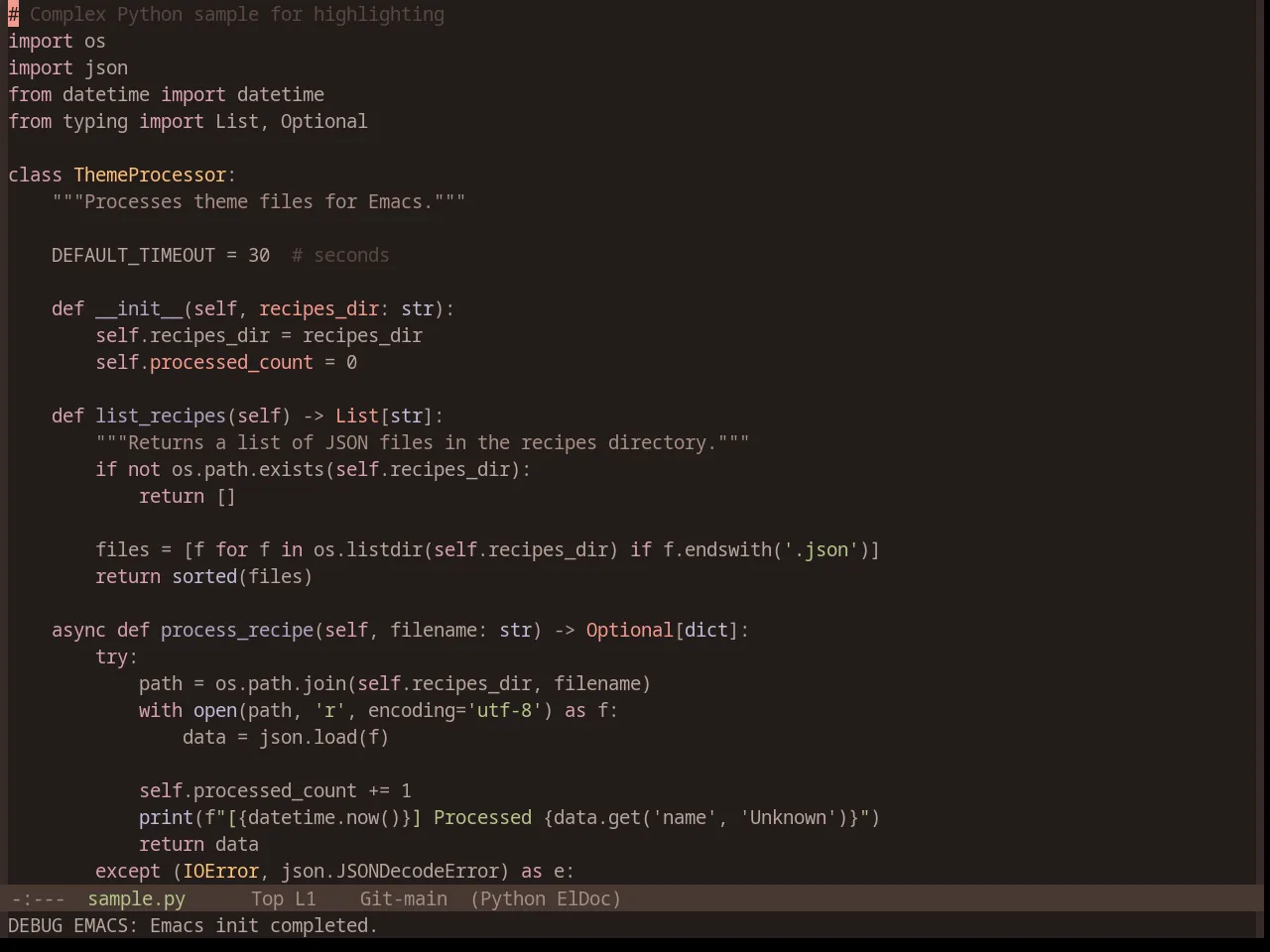 Base16 Terracotta Dark Theme in python-mode