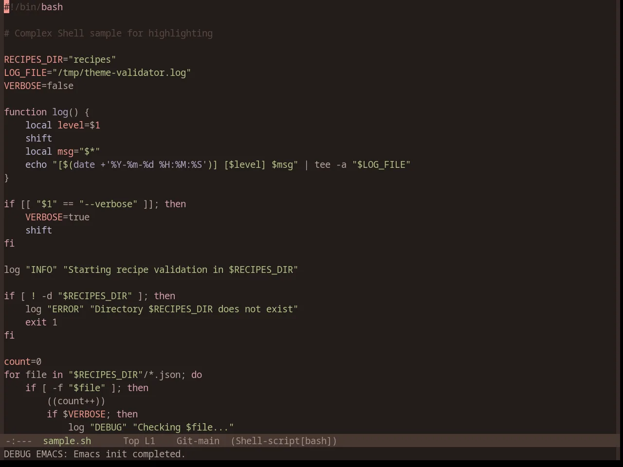 Base16 Terracotta Dark Theme in sh-mode