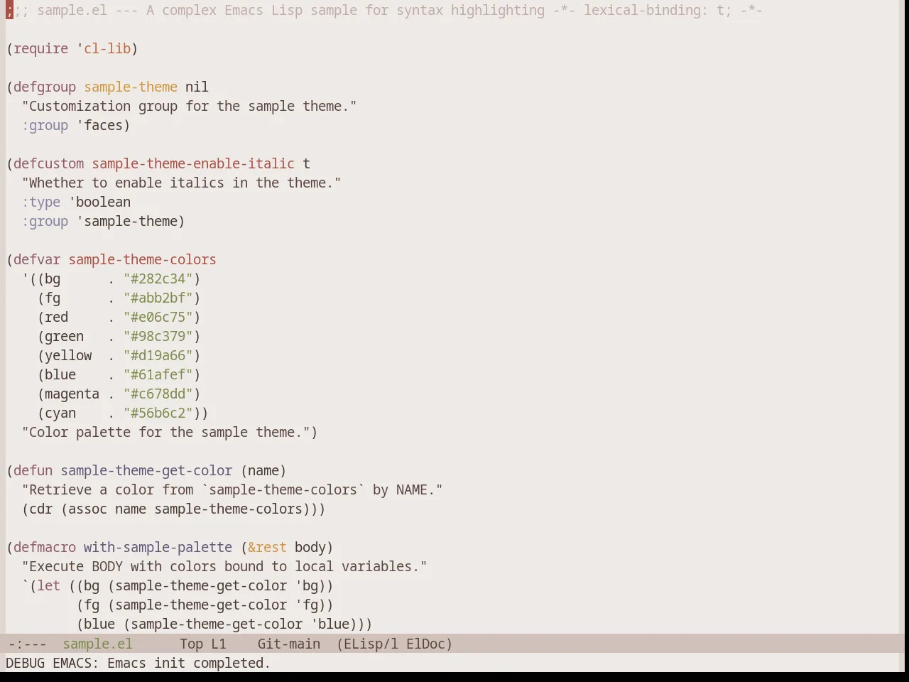 Base16 Terracotta Theme in emacs-lisp-mode