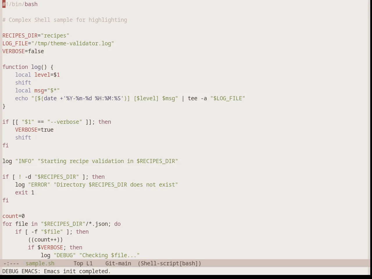 Base16 Terracotta Theme in sh-mode