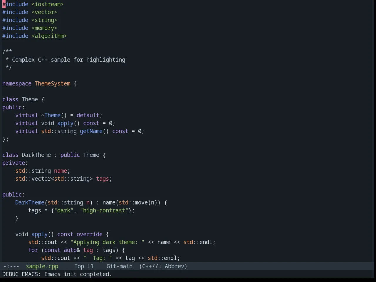 Base16 Tokyo City Dark Theme in c++-mode