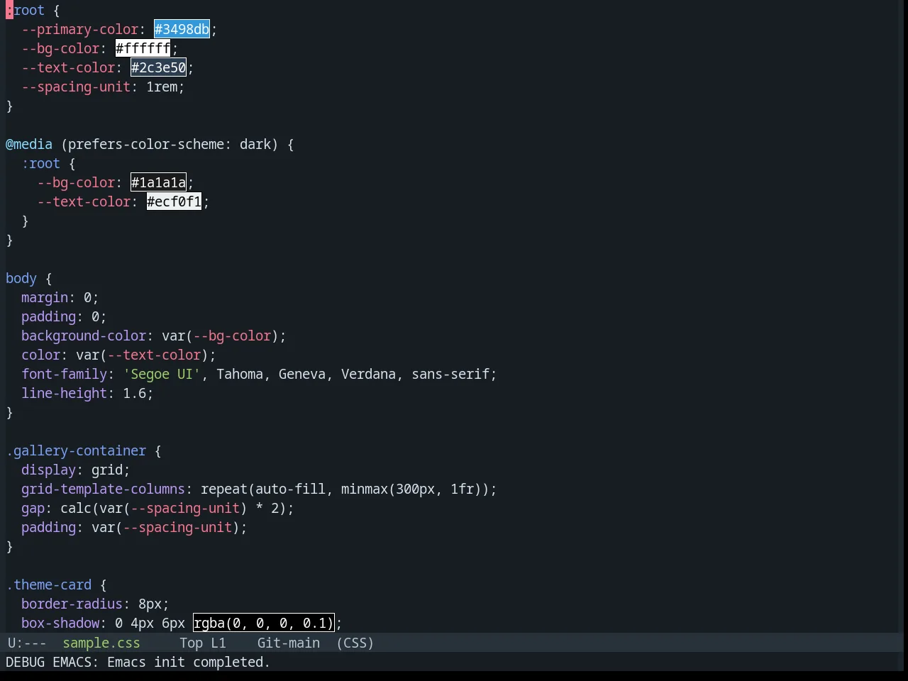 Base16 Tokyo City Dark Theme in css-mode