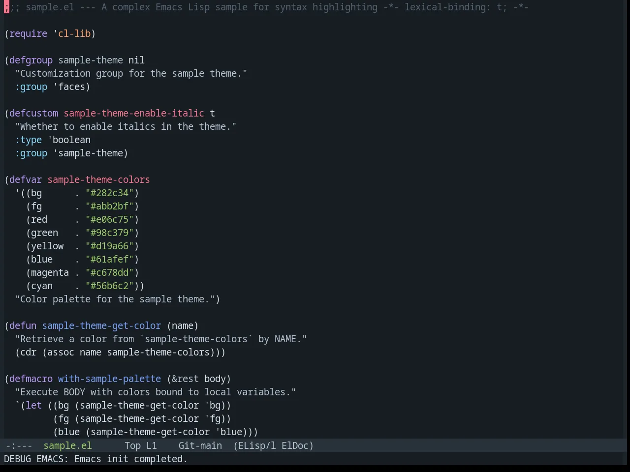 Base16 Tokyo City Dark Theme in emacs-lisp-mode