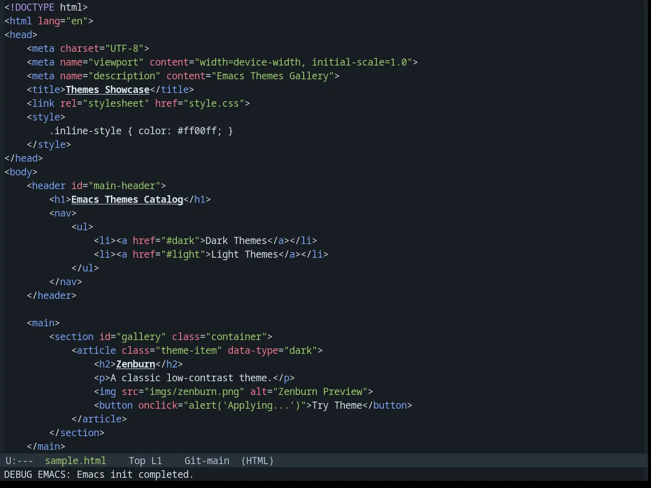 Base16 Tokyo City Dark Theme in html-mode