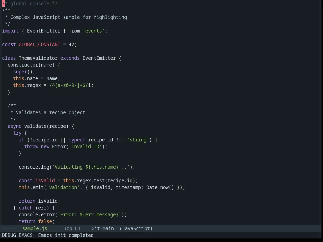 Base16 Tokyo City Dark Theme in javascript-mode