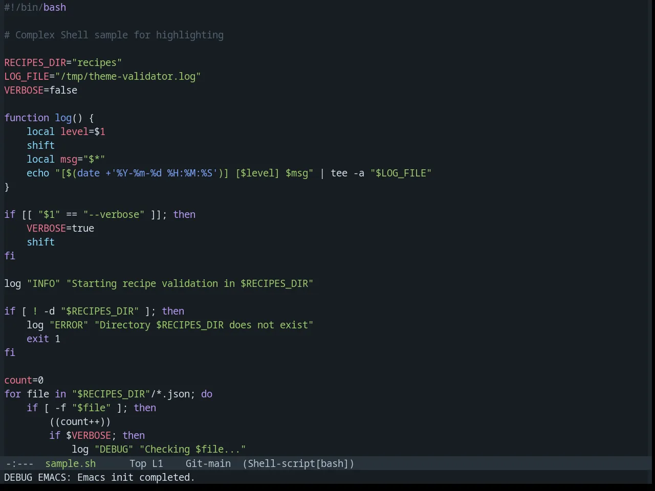 Base16 Tokyo City Dark Theme in sh-mode