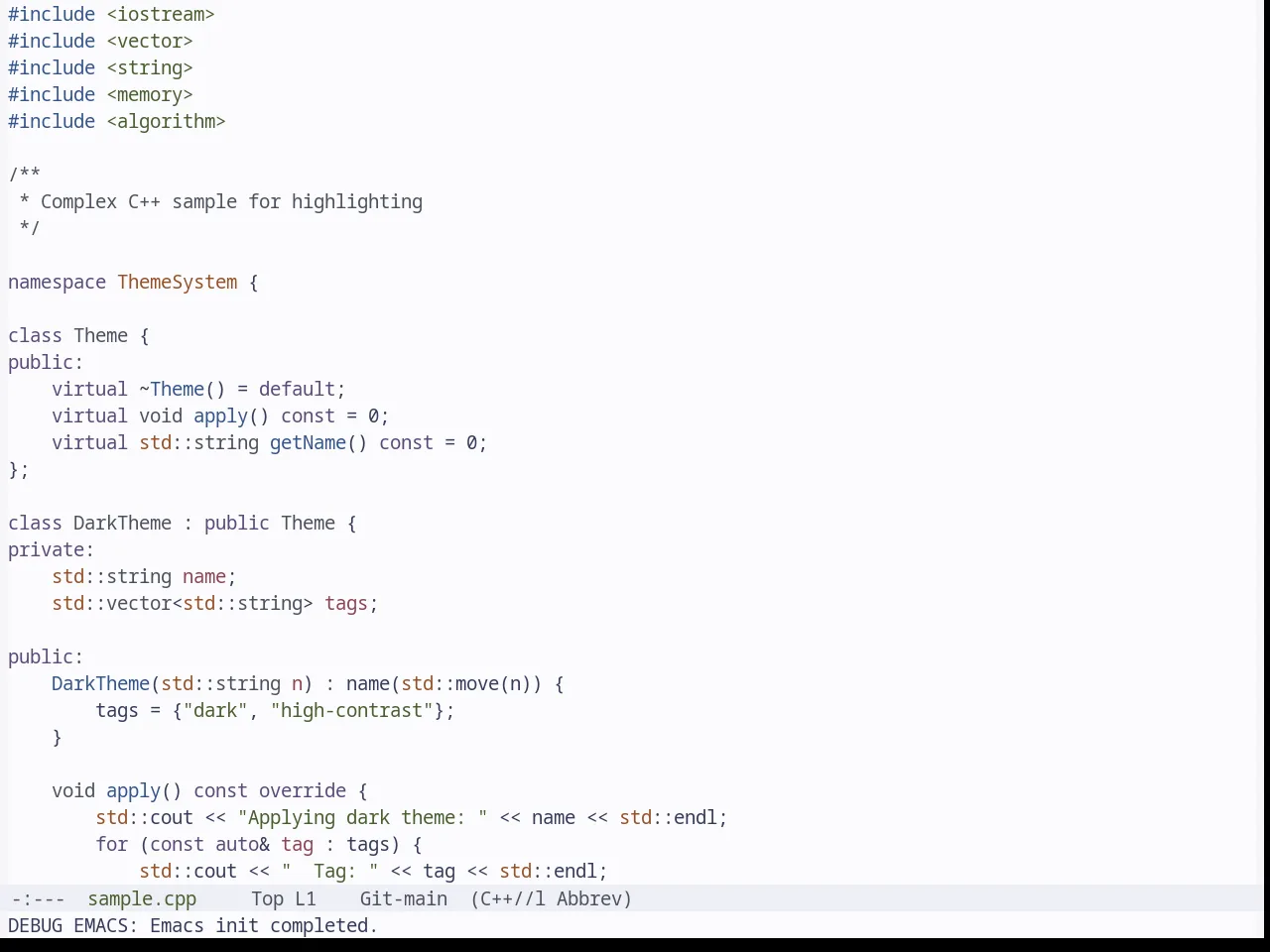 Base16 Tokyo City Light Theme in c++-mode