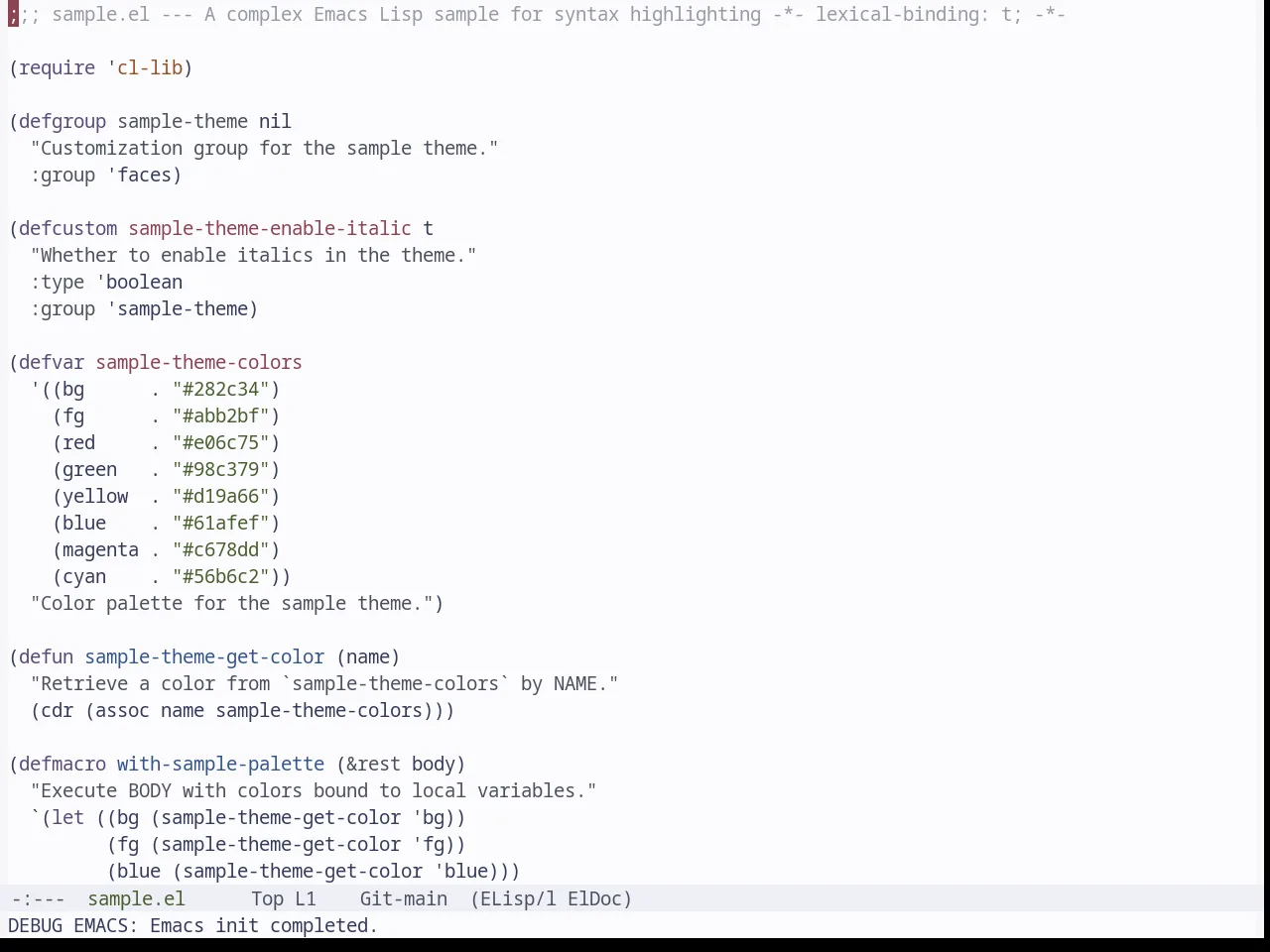 Base16 Tokyo City Light Theme in emacs-lisp-mode