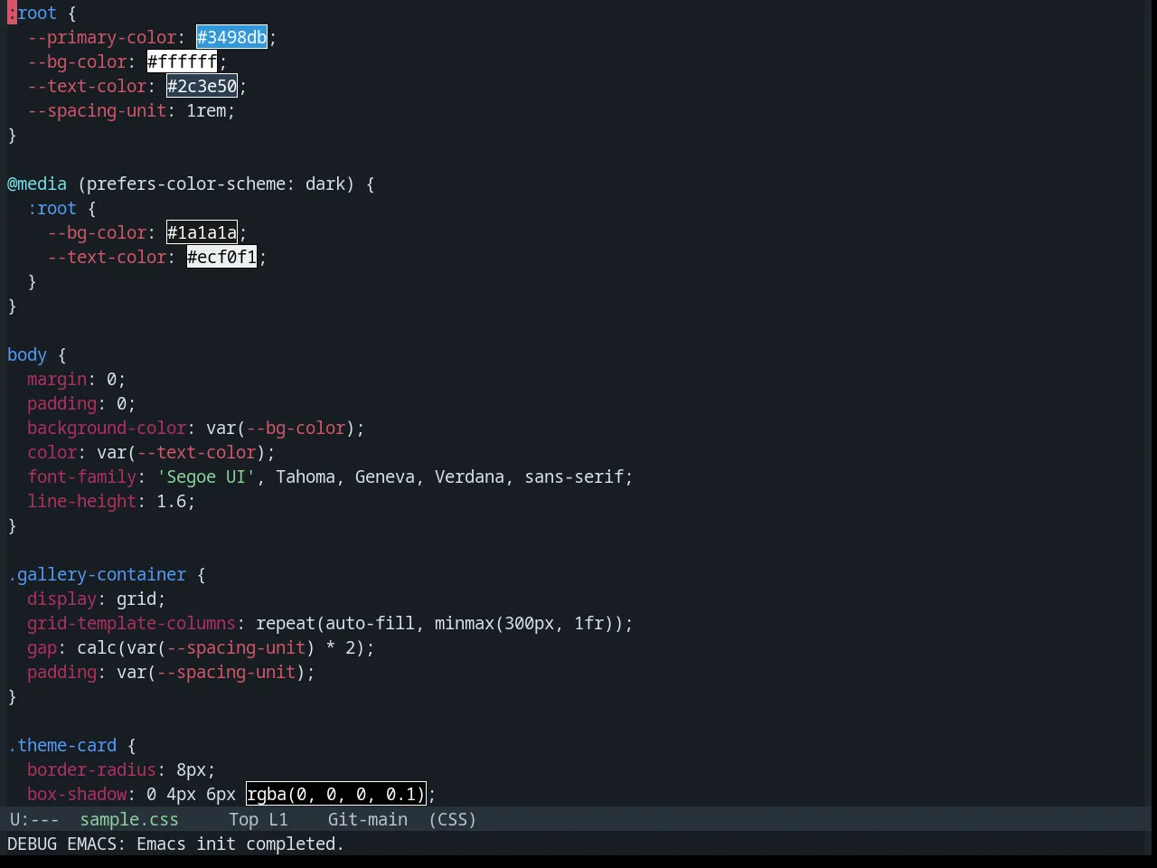 Base16 Tokyo City Terminal Dark Theme in css-mode