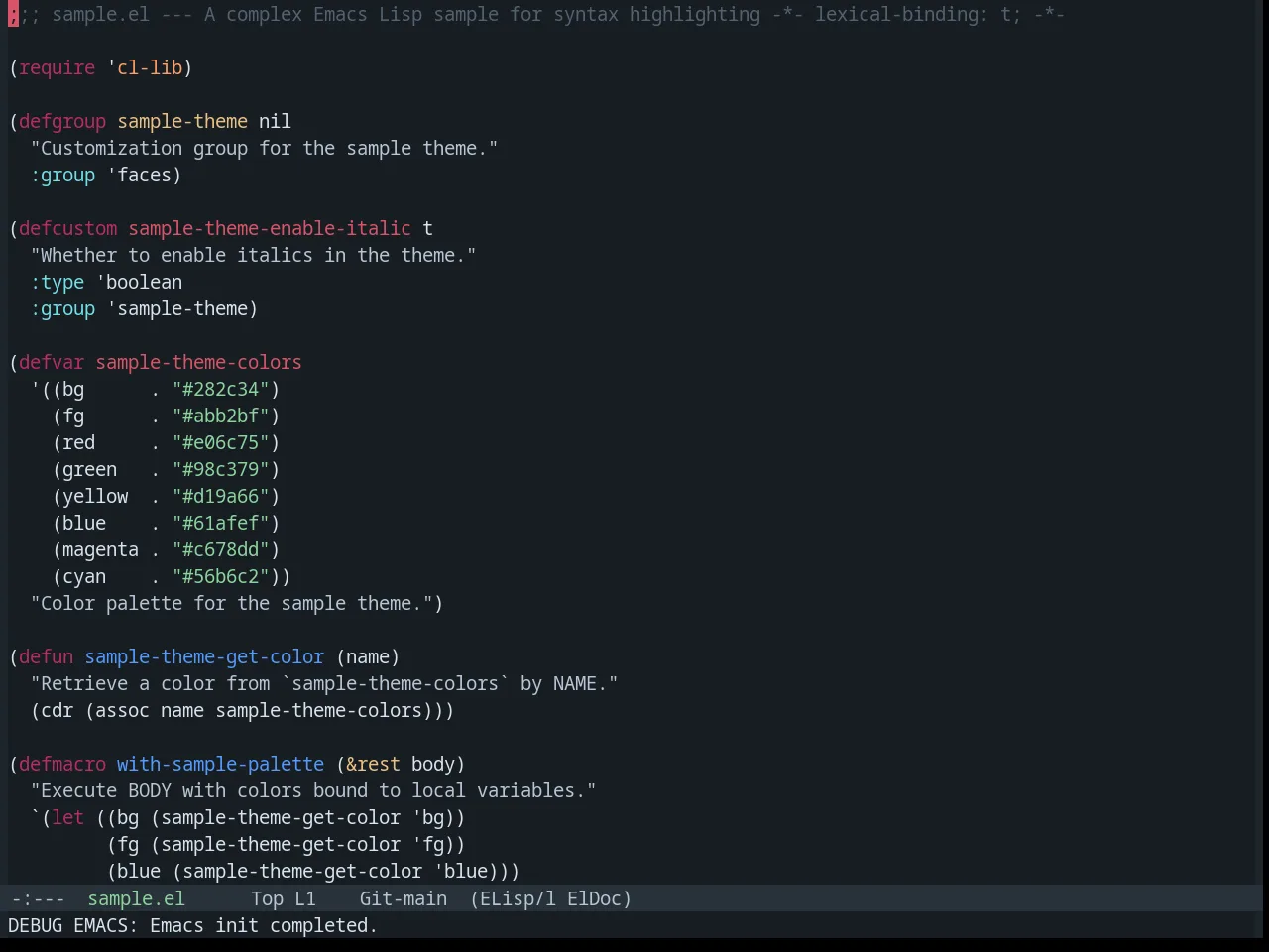 Base16 Tokyo City Terminal Dark Theme in emacs-lisp-mode