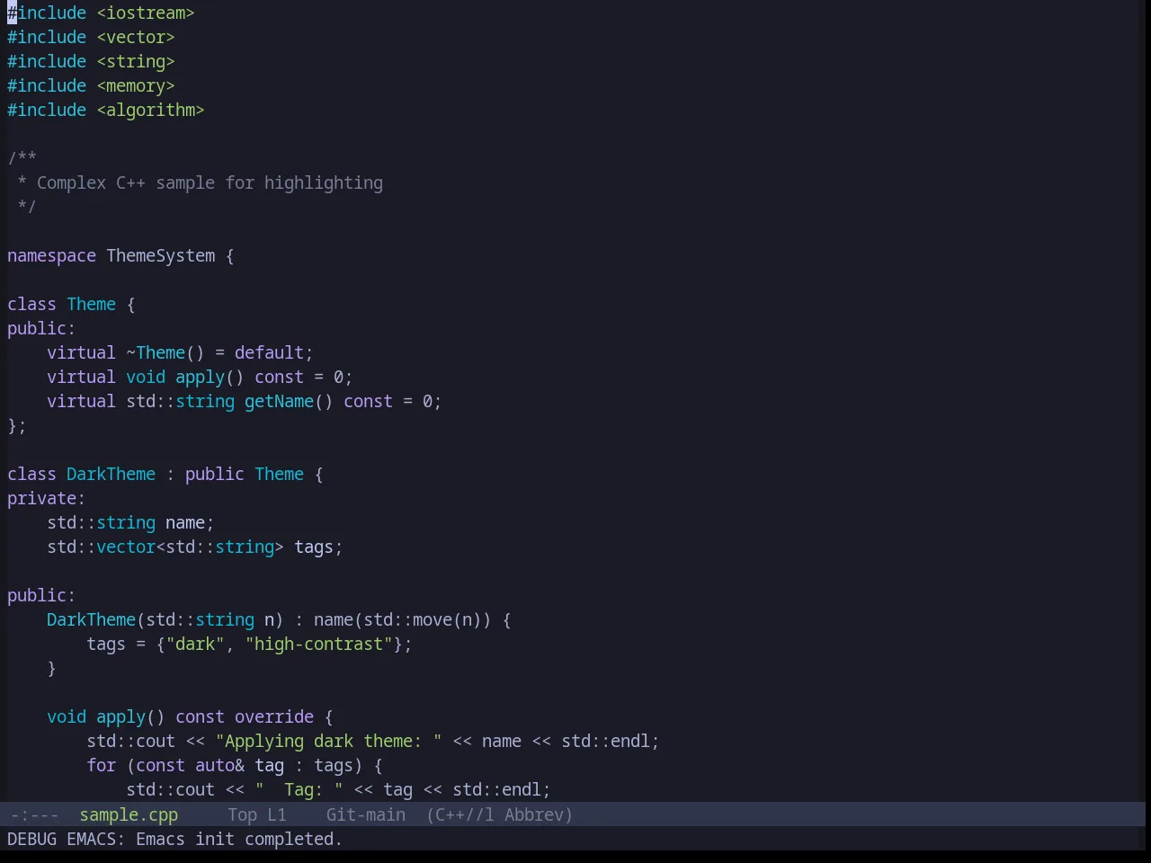 Base16 Tokyo Night Dark Theme in c++-mode