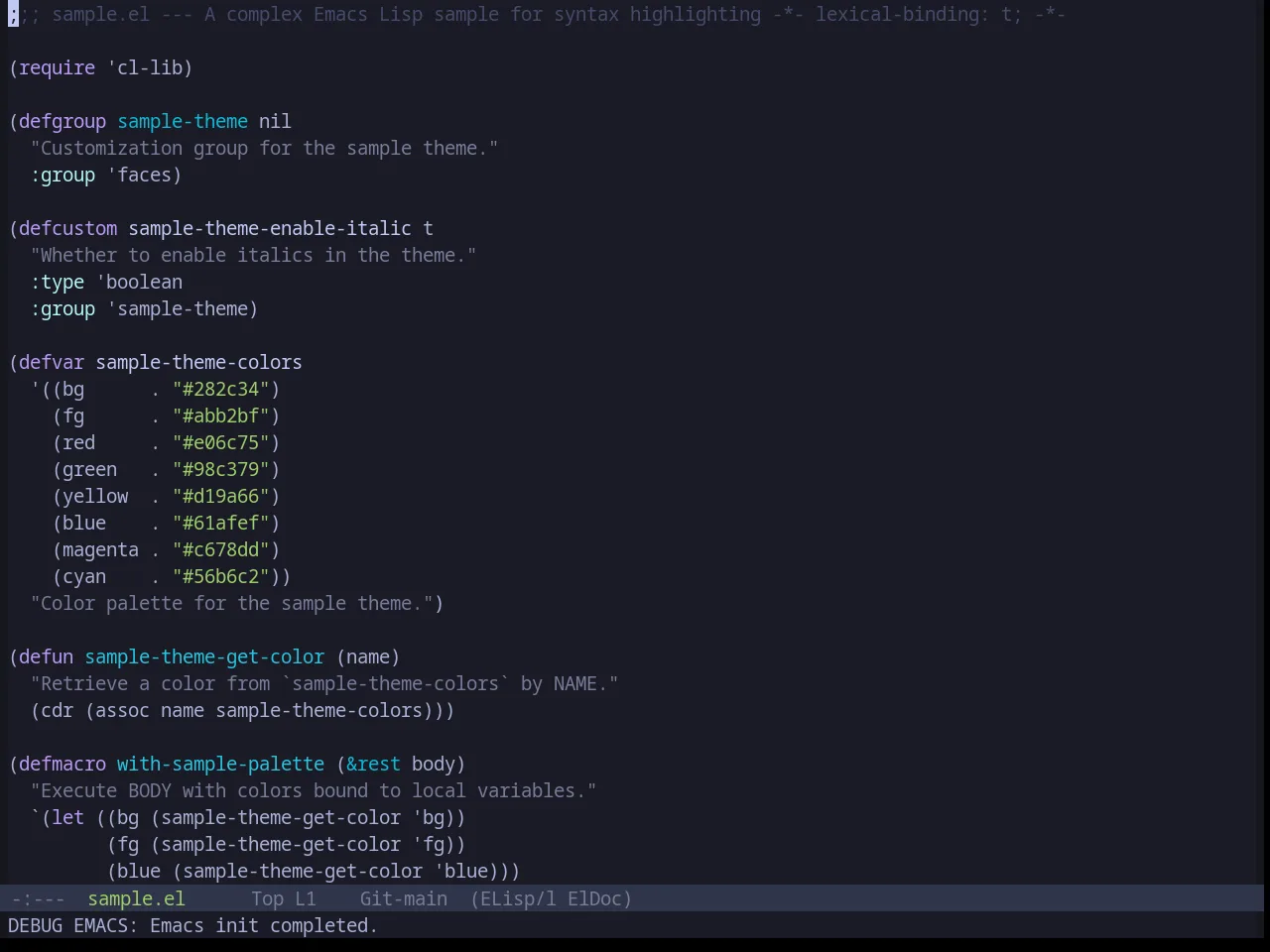 Base16 Tokyo Night Dark Theme in emacs-lisp-mode