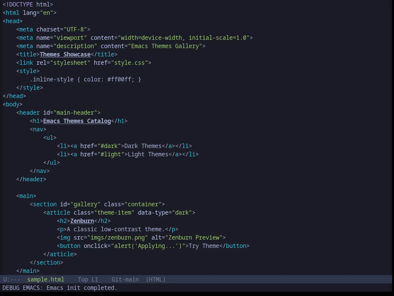 Base16 Tokyo Night Dark Theme in html-mode