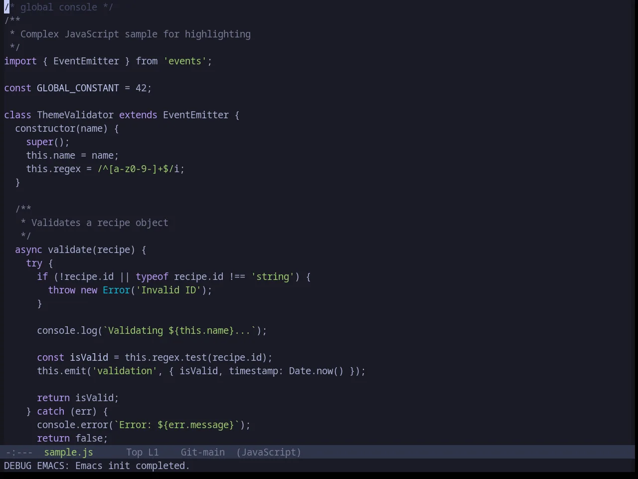 Base16 Tokyo Night Dark Theme in javascript-mode