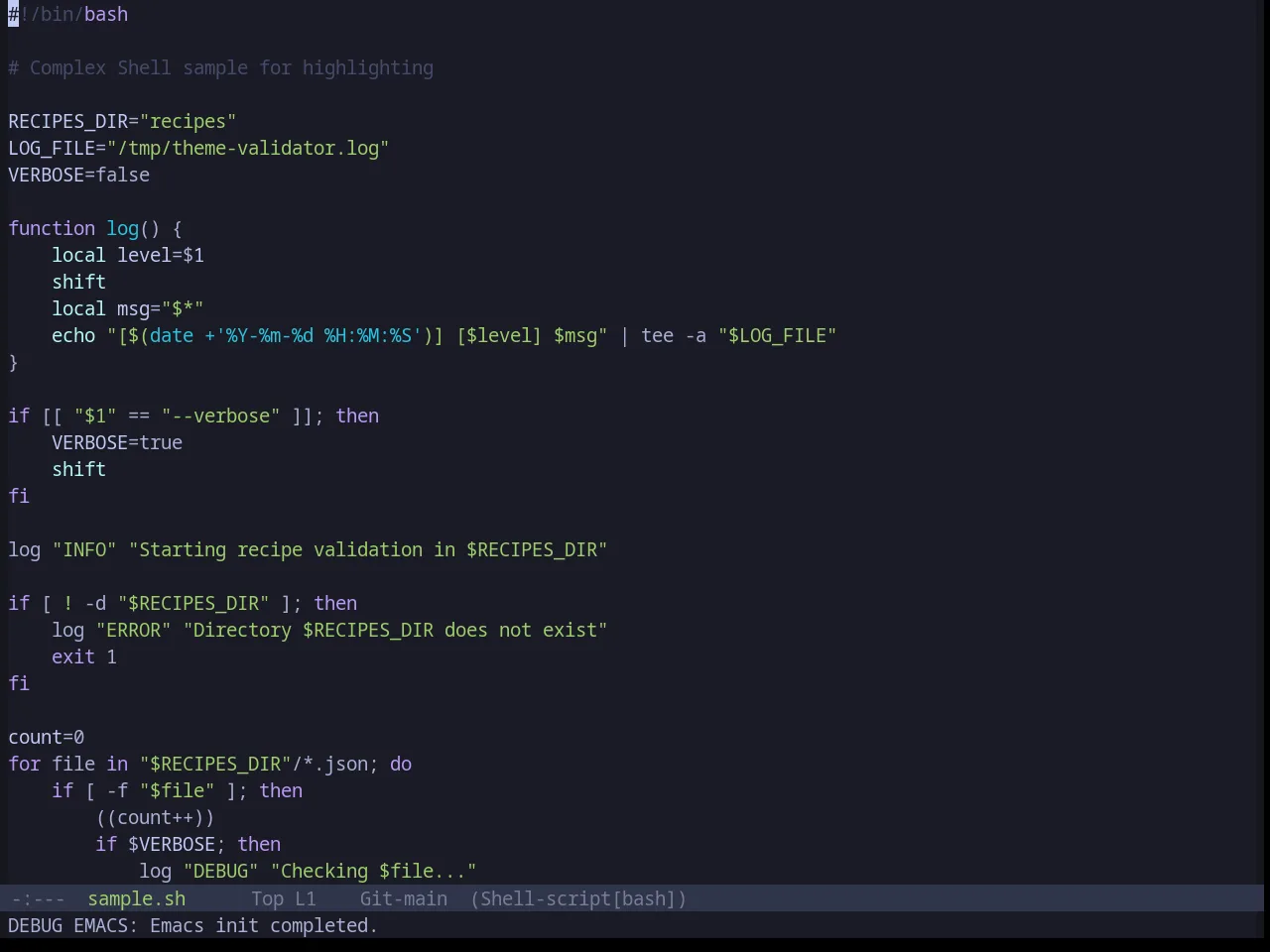 Base16 Tokyo Night Dark Theme in sh-mode