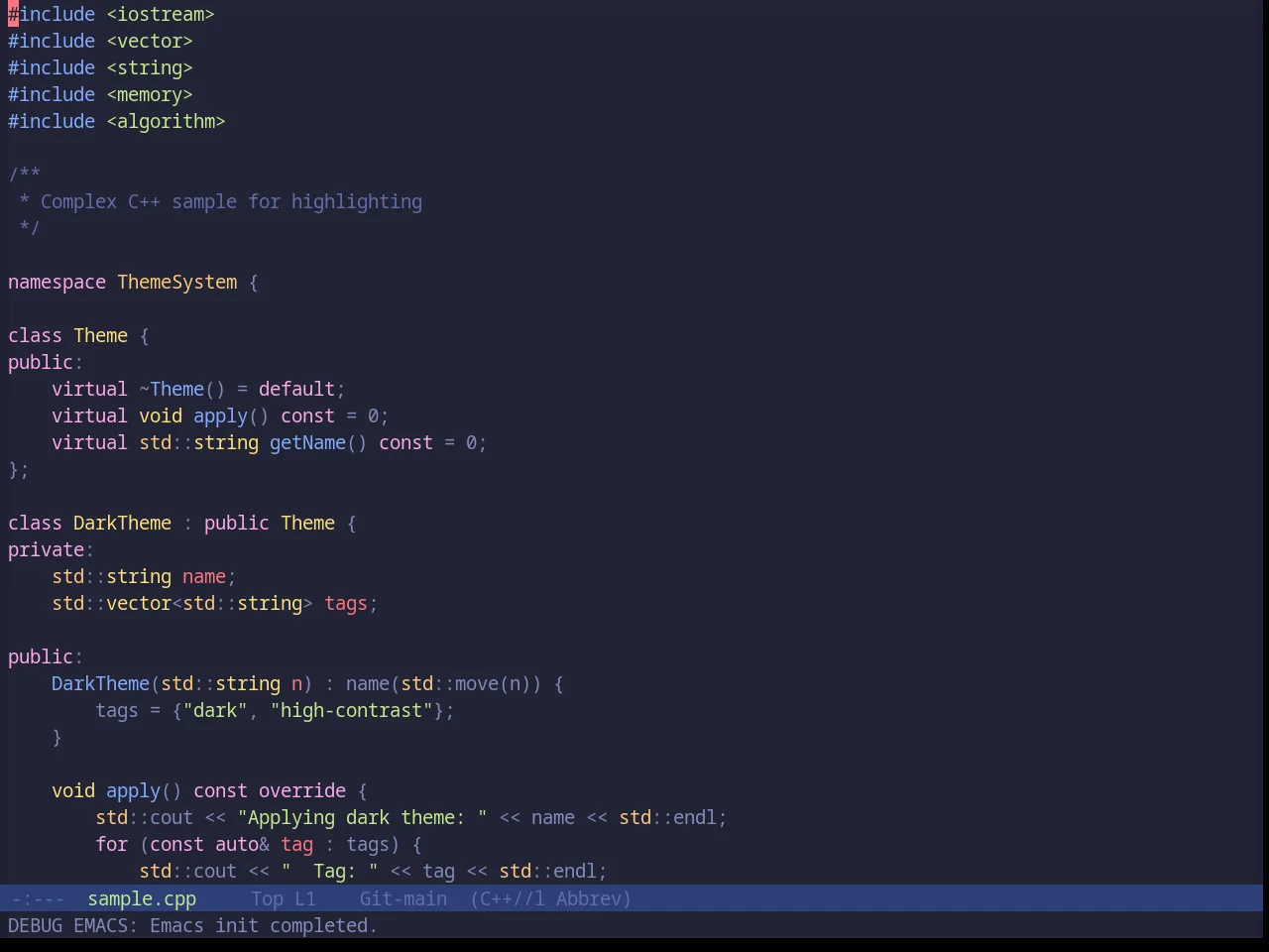 Base16 Tokyo Night Moon Theme in c++-mode