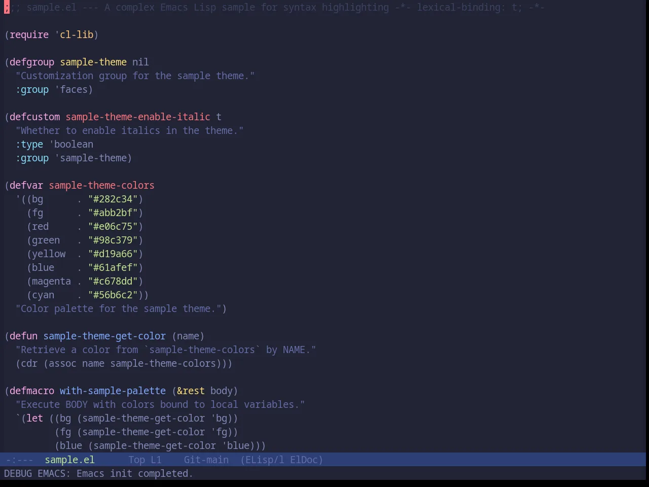 Base16 Tokyo Night Moon Theme in emacs-lisp-mode