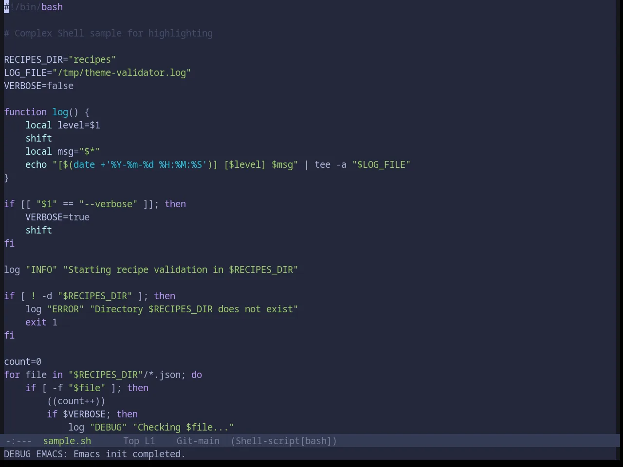 Base16 Tokyo Night Storm Theme in sh-mode