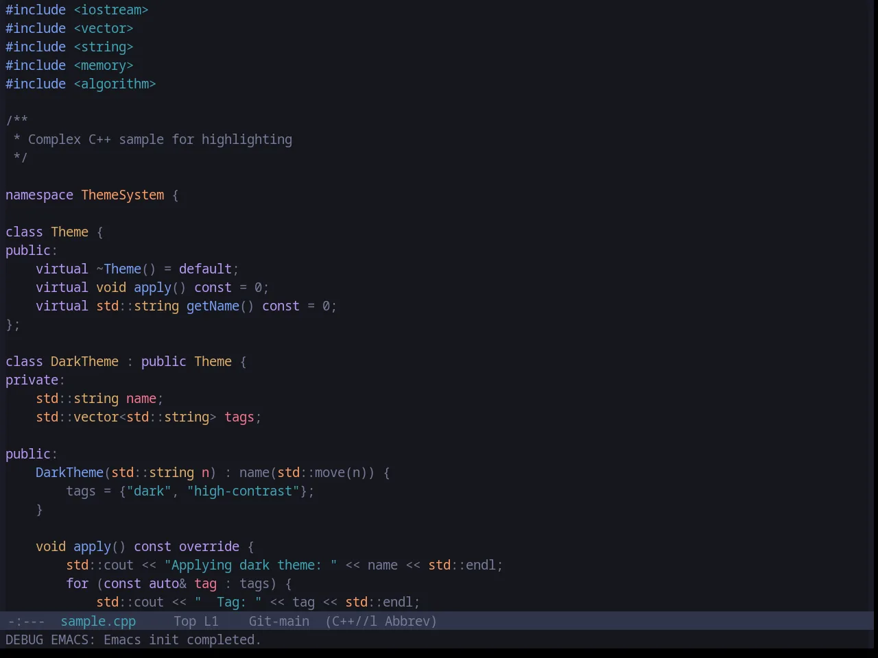 Base16 Tokyo Night Terminal Dark Theme in c++-mode