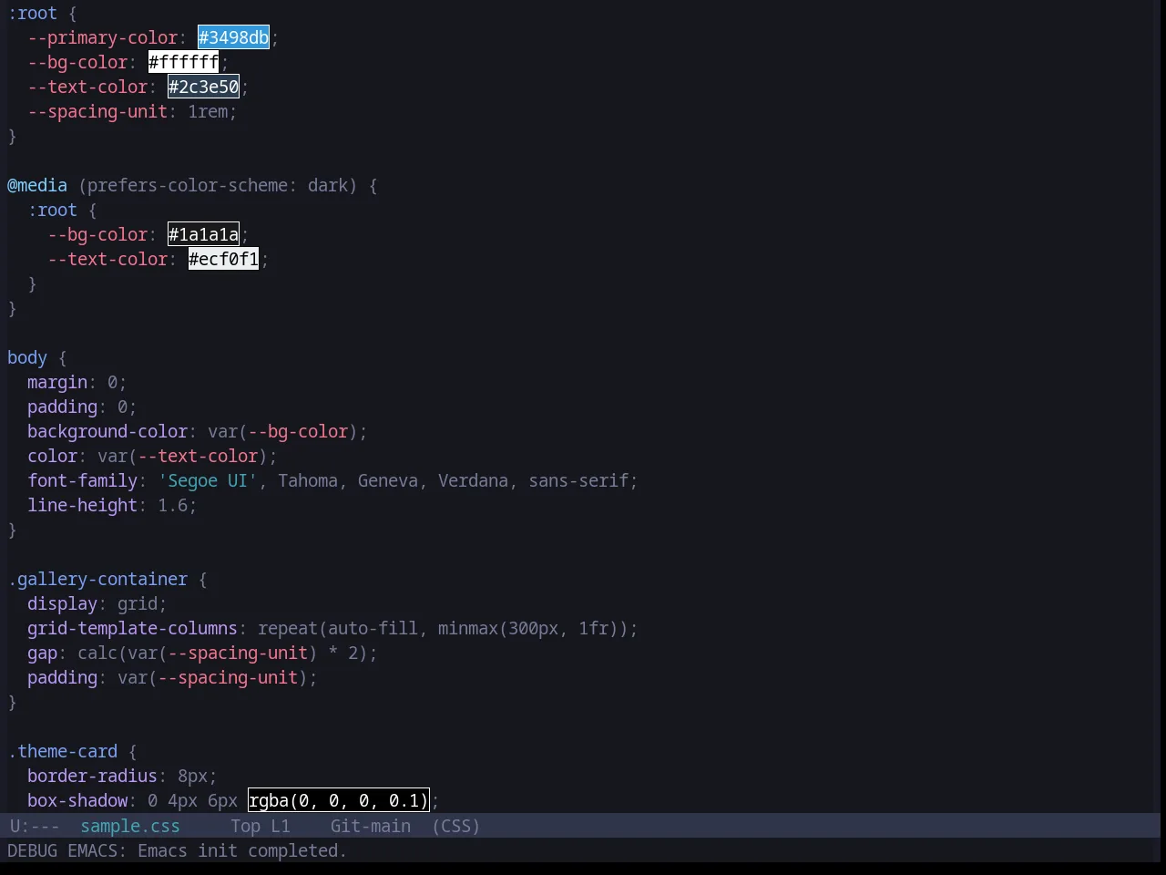 Base16 Tokyo Night Terminal Dark Theme in css-mode