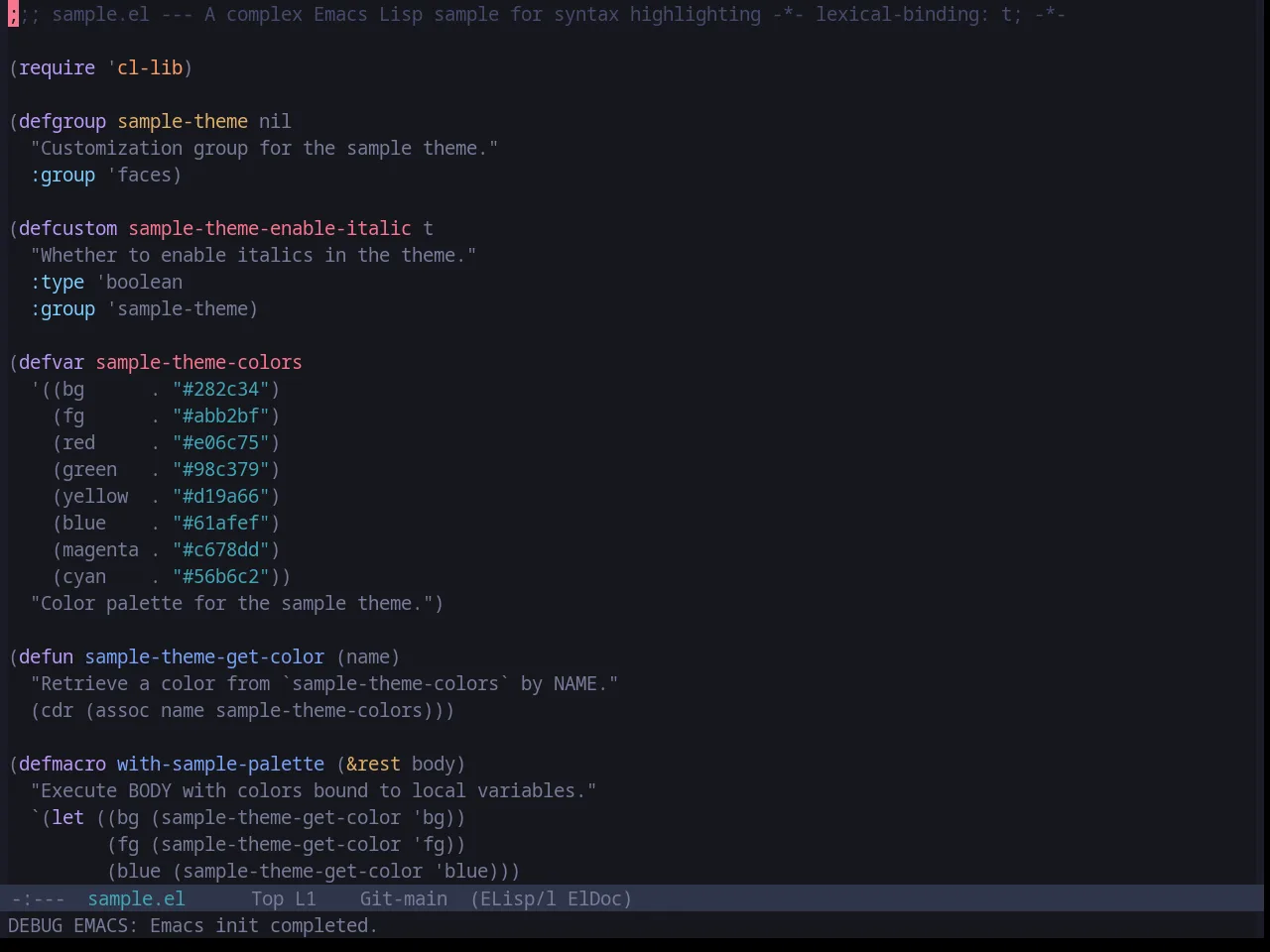 Base16 Tokyo Night Terminal Dark Theme in emacs-lisp-mode