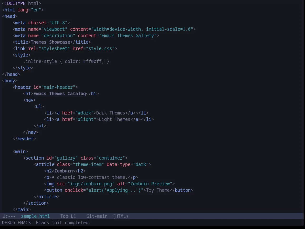 Base16 Tokyo Night Terminal Dark Theme in html-mode