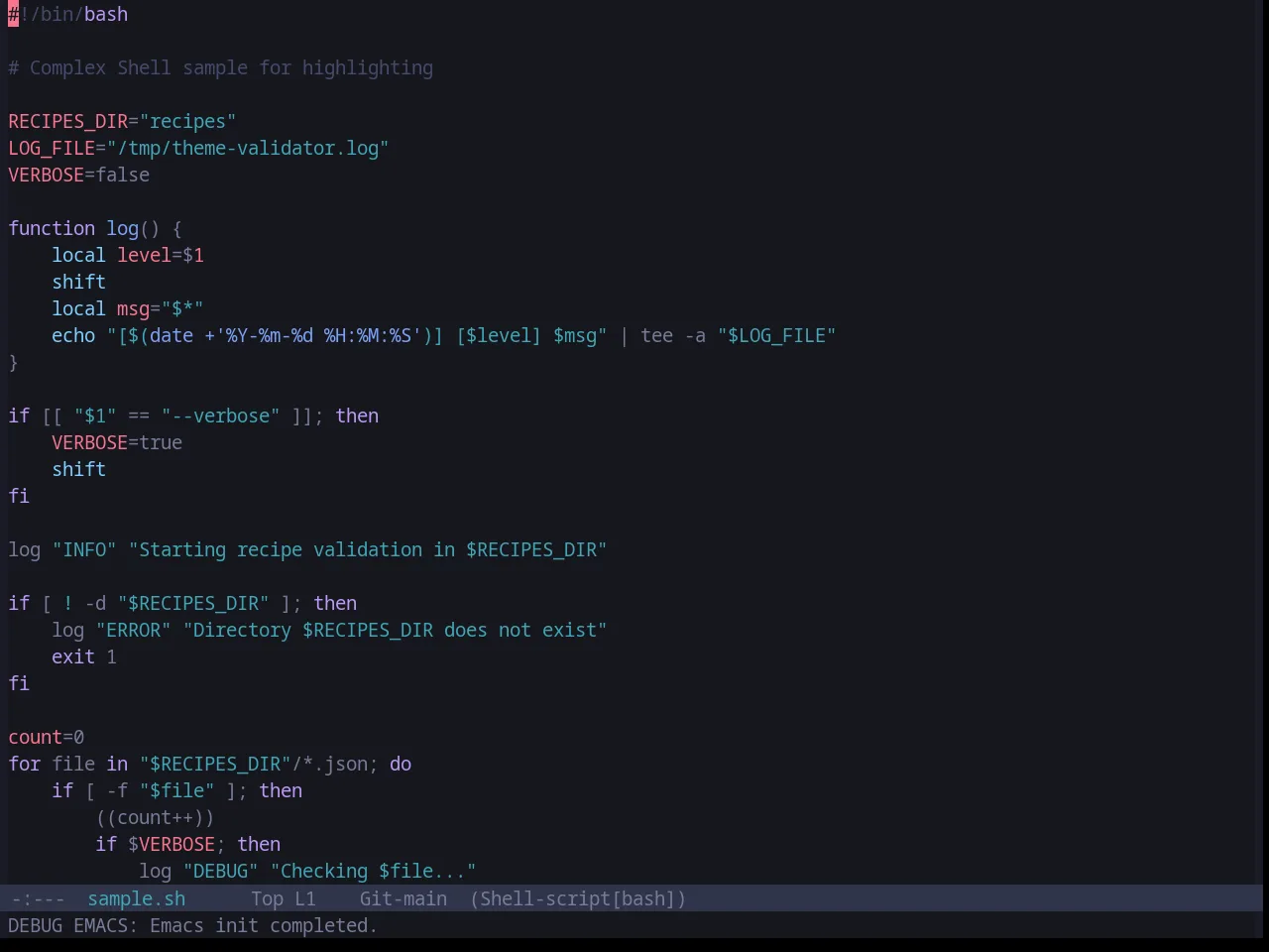 Base16 Tokyo Night Terminal Dark Theme in sh-mode