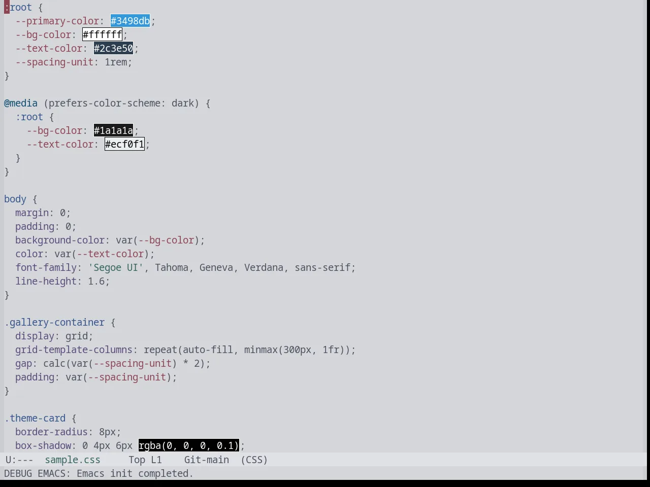Base16 Tokyo Night Terminal Light Theme in css-mode
