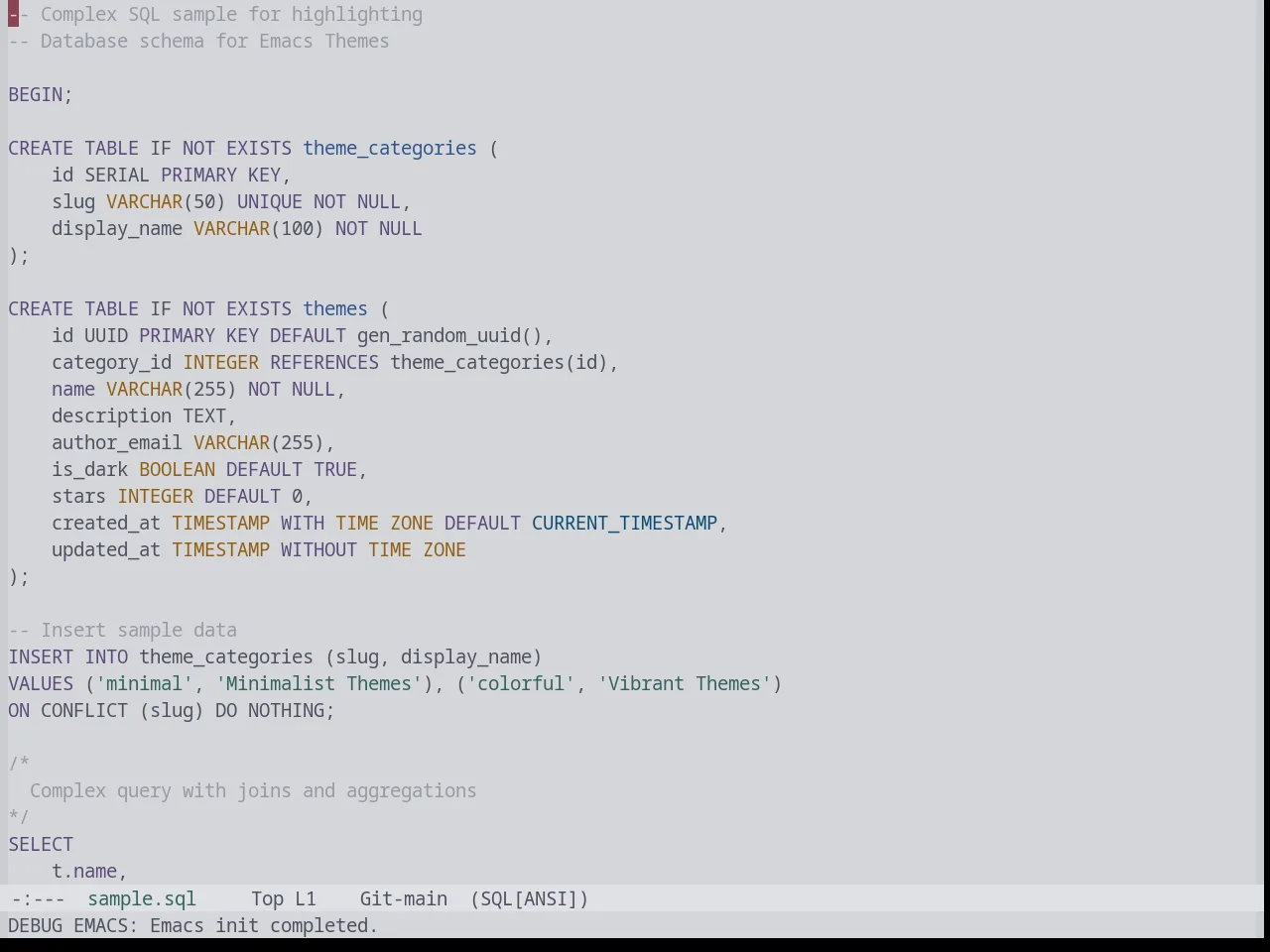 Base16 Tokyo Night Terminal Light Theme in sql-mode