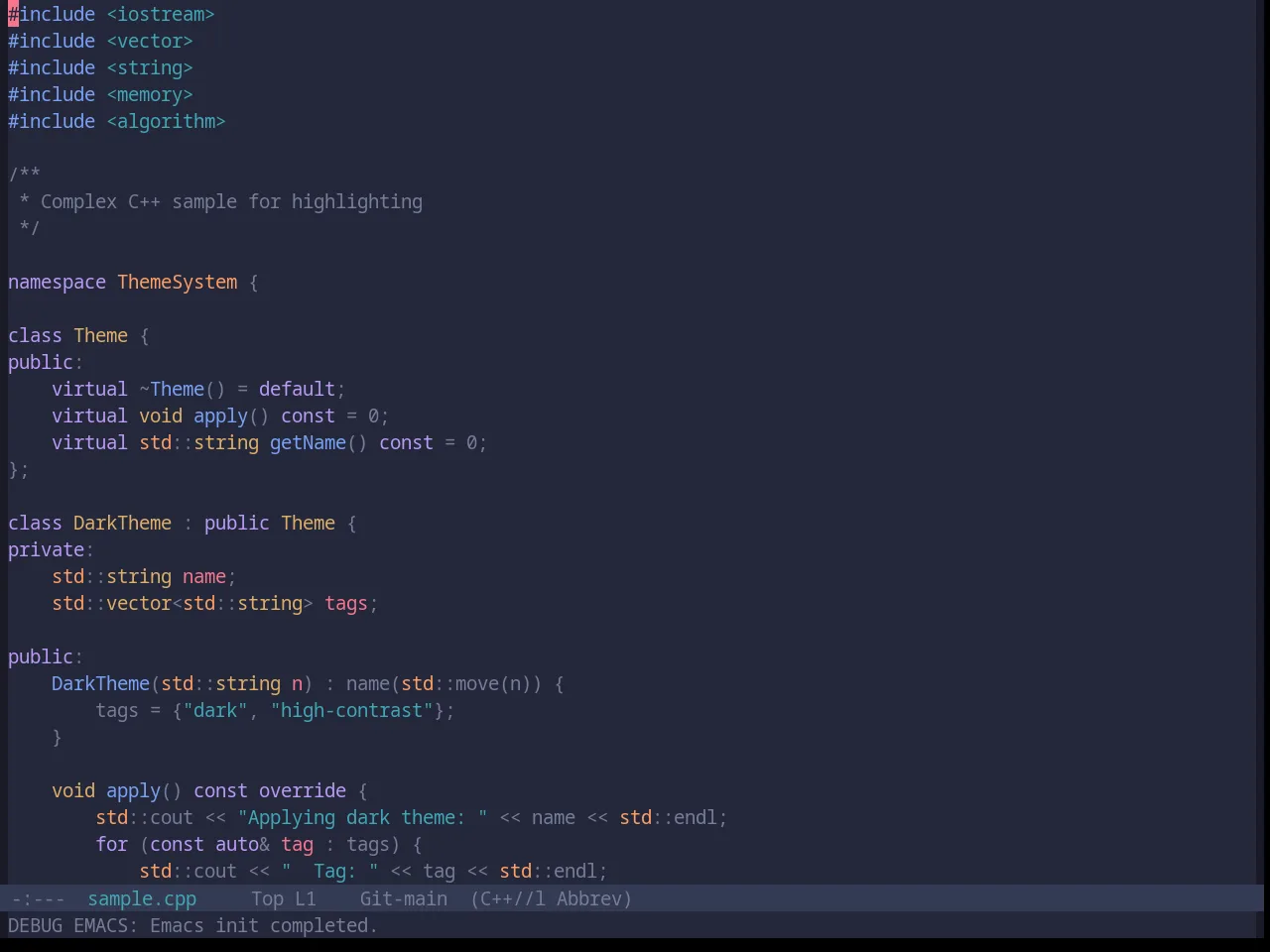 Base16 Tokyo Night Terminal Storm Theme in c++-mode