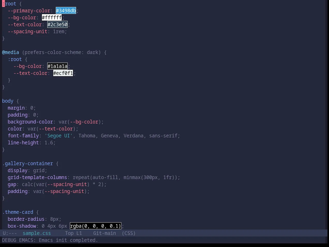 Base16 Tokyo Night Terminal Storm Theme in css-mode