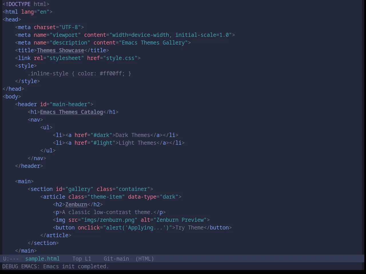 Base16 Tokyo Night Terminal Storm Theme in html-mode