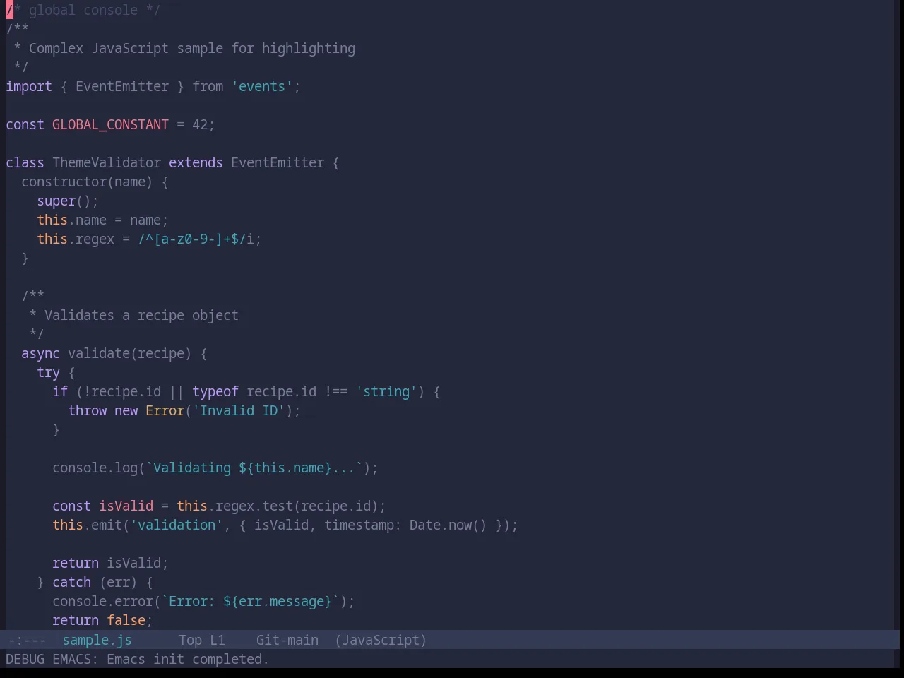 Base16 Tokyo Night Terminal Storm Theme in javascript-mode