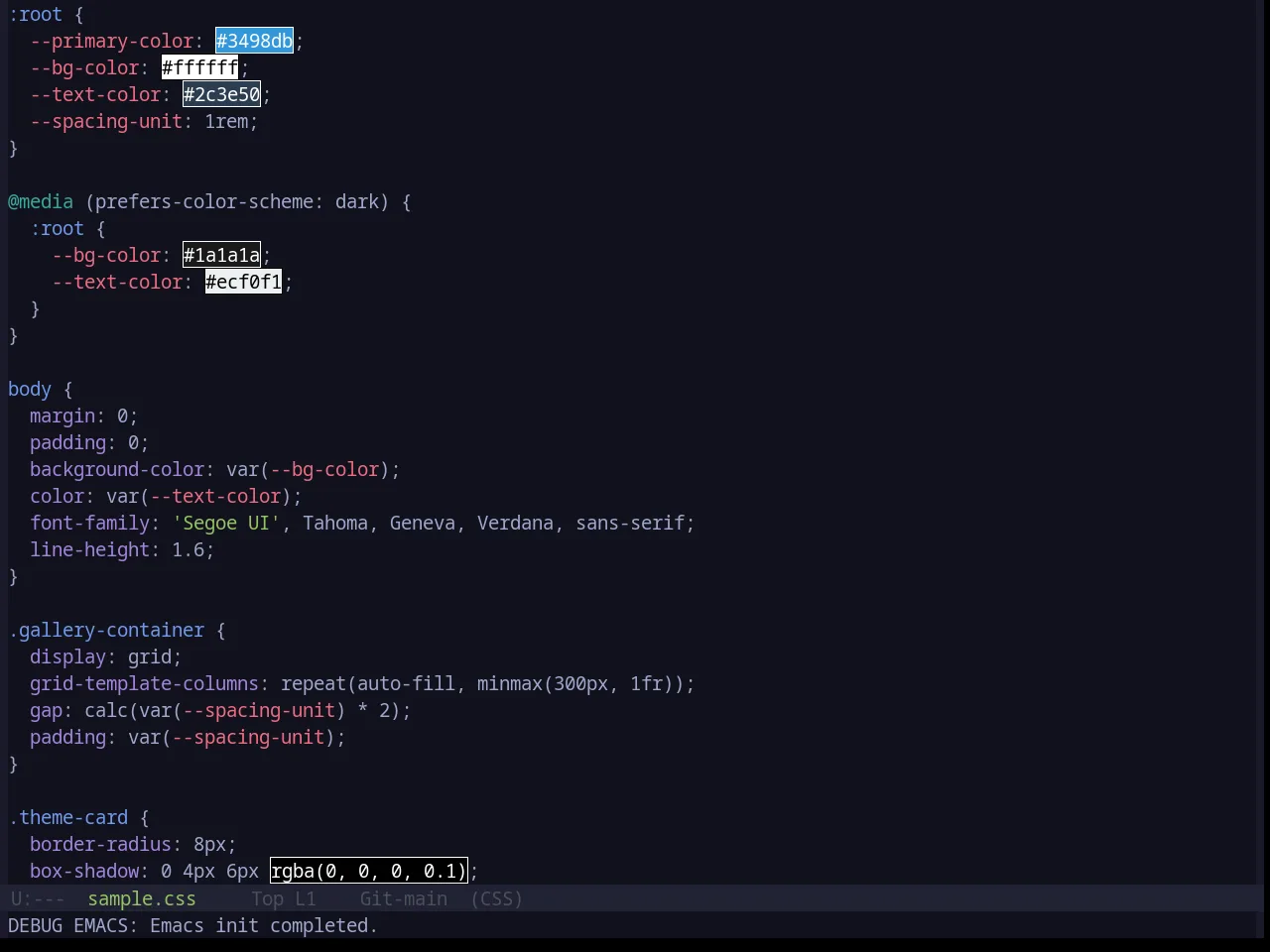 Base16 Tokyodark Terminal Theme in css-mode