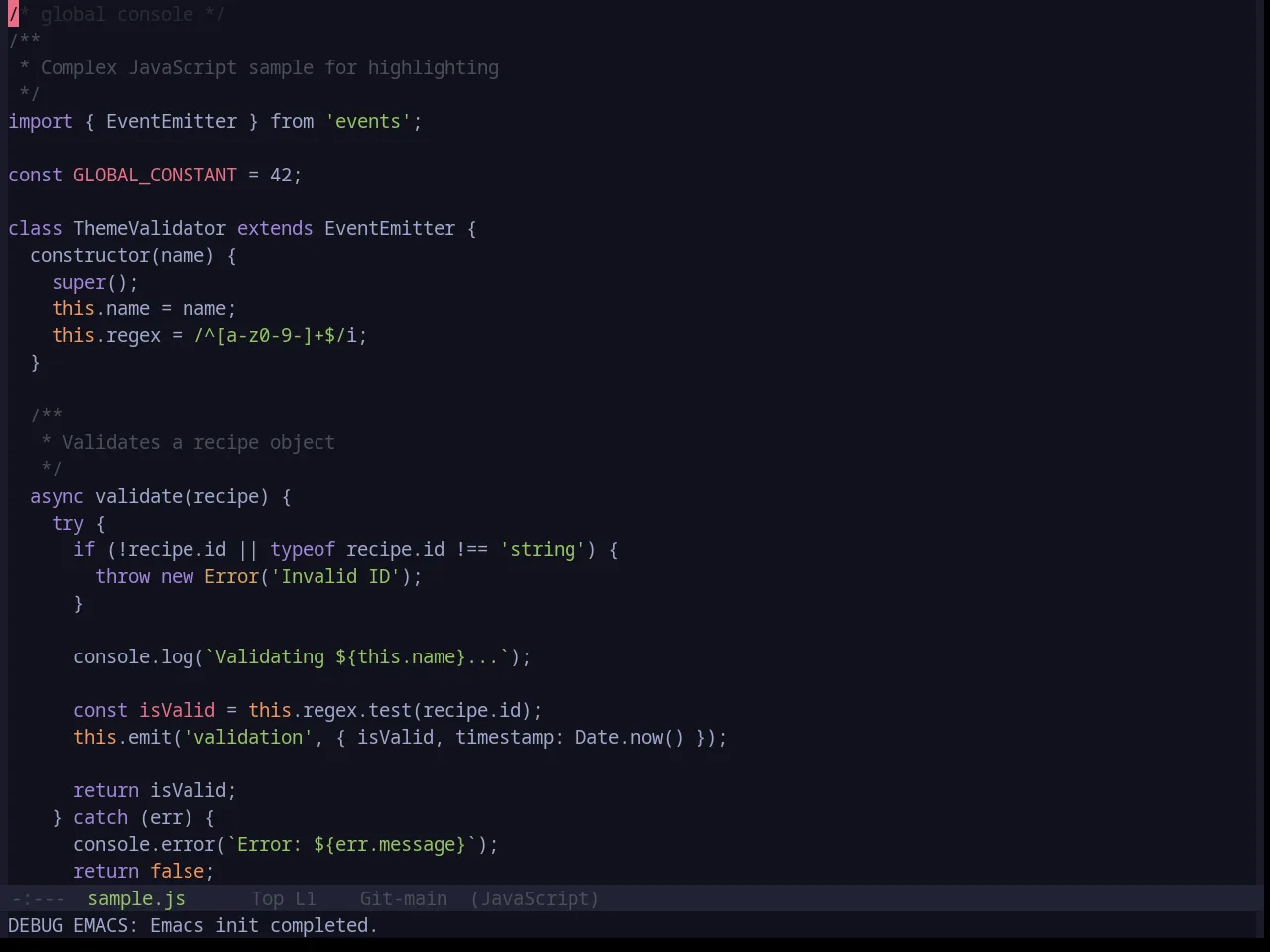Base16 Tokyodark Terminal Theme in javascript-mode