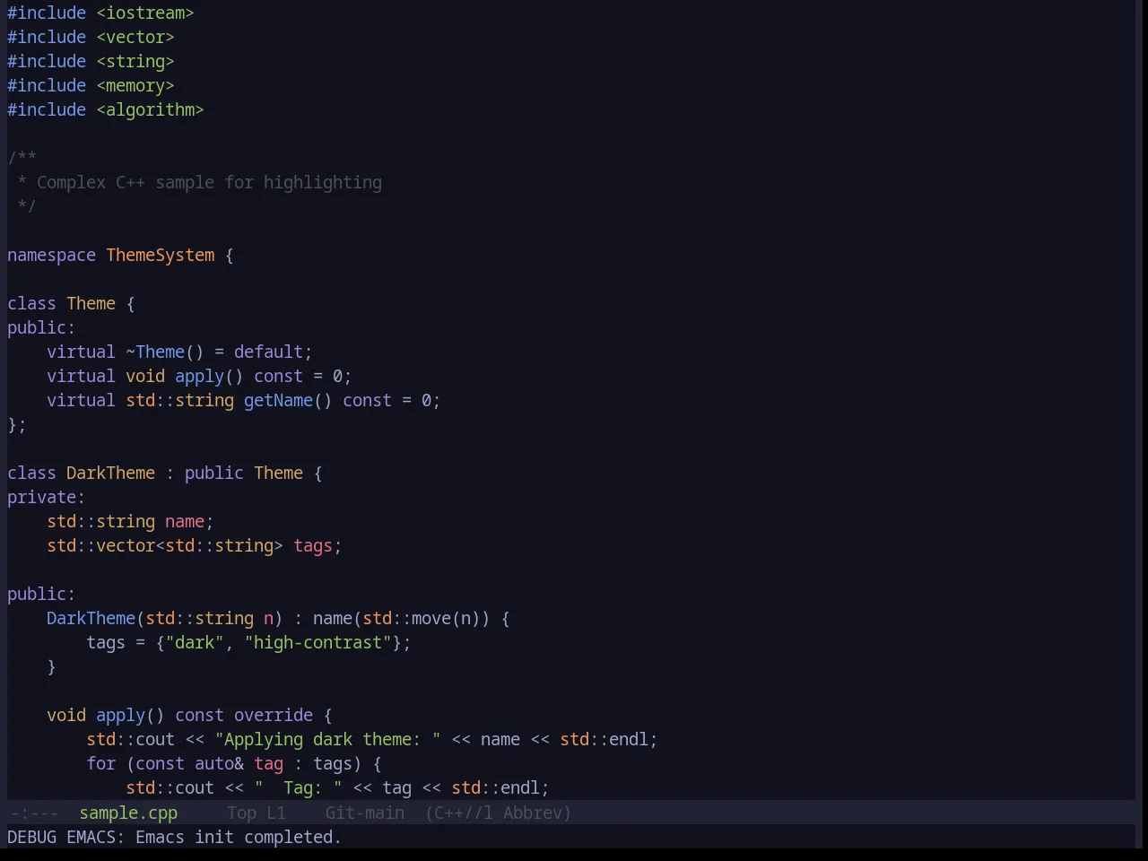 Base16 Tokyodark Theme in c++-mode