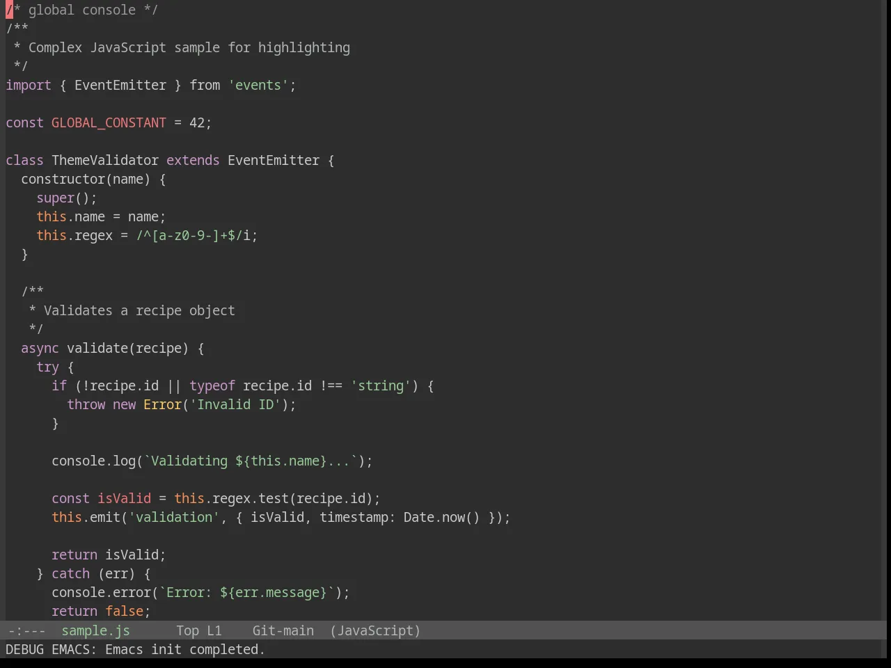 Base16 Tomorrow Night Eighties Theme in javascript-mode