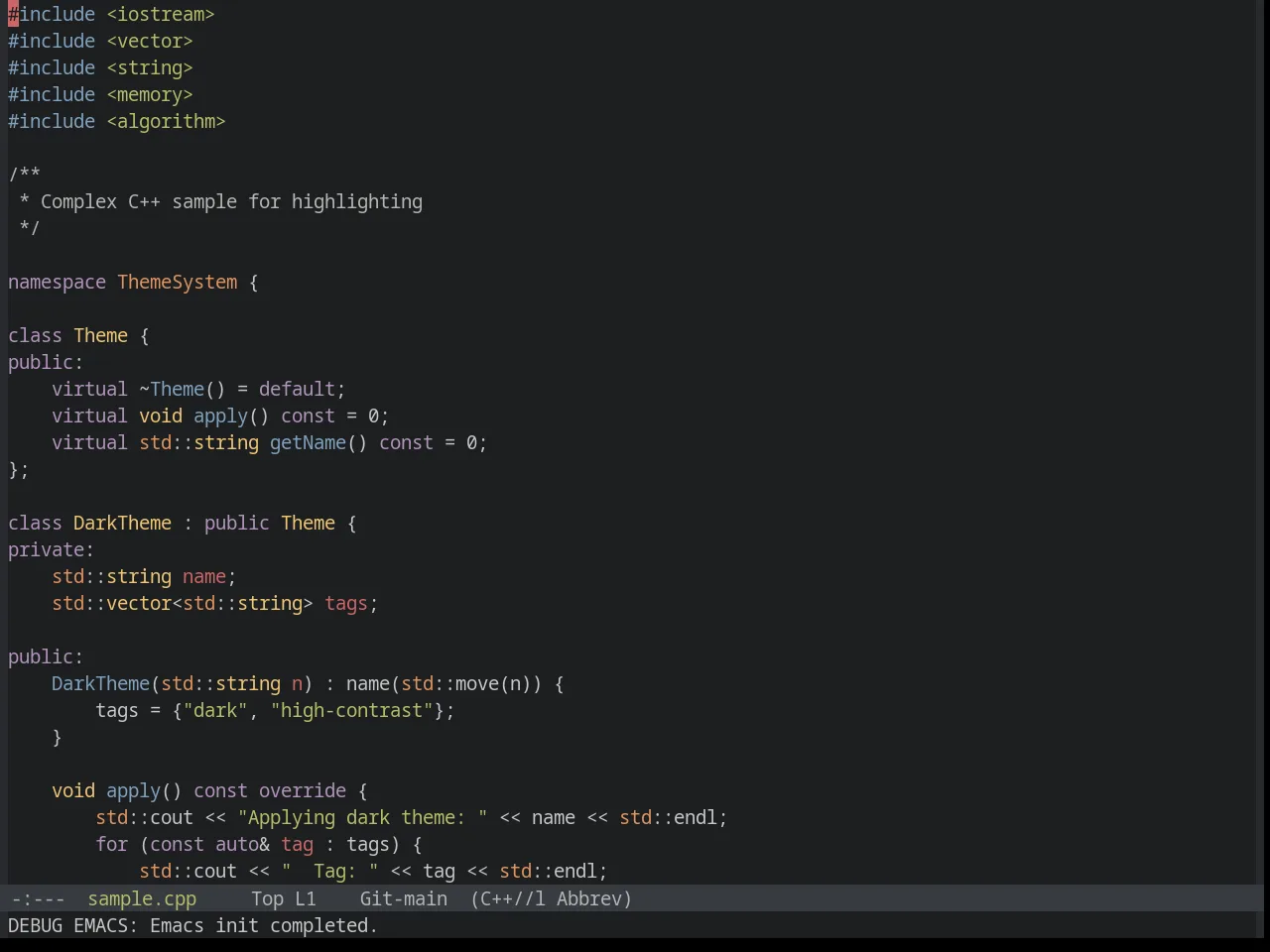 Base16 Tomorrow Night Theme in c++-mode