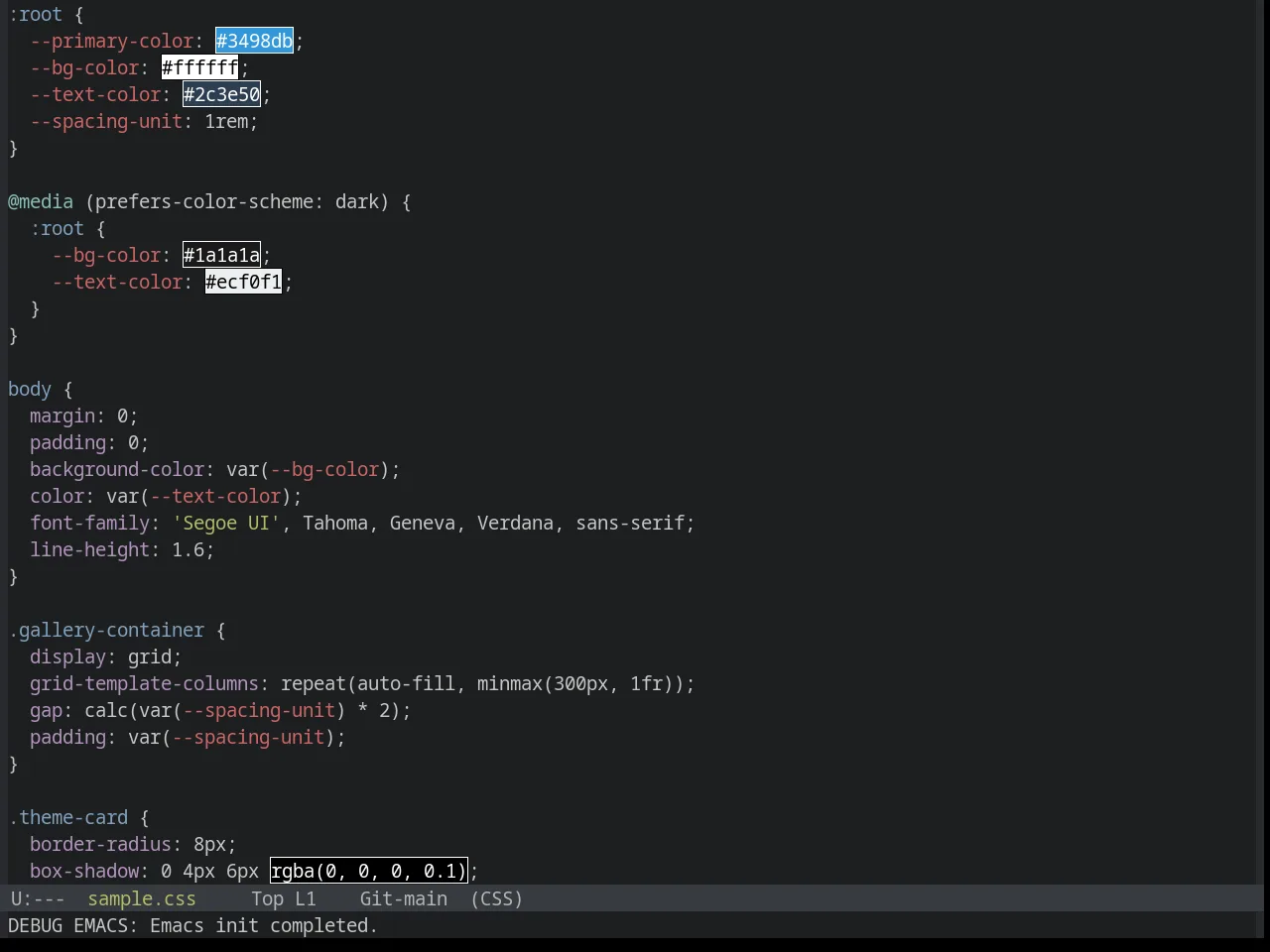 Base16 Tomorrow Night Theme in css-mode