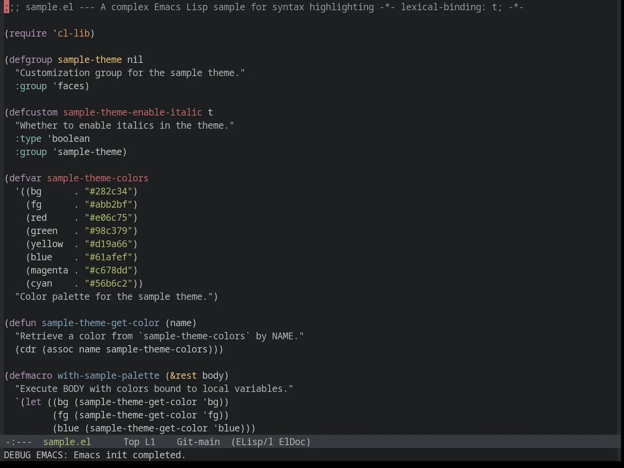 Base16 Tomorrow Night Theme in emacs-lisp-mode