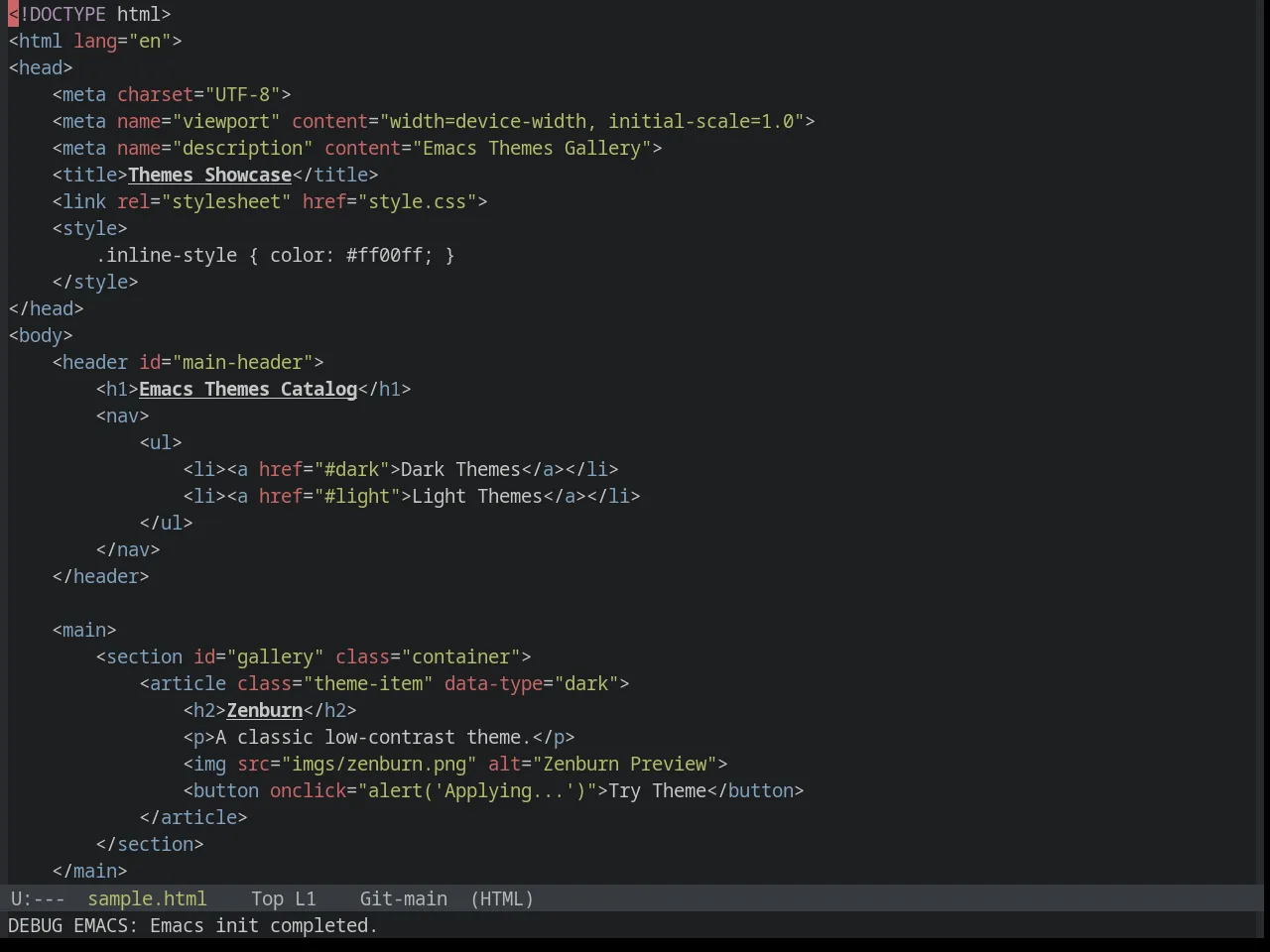 Base16 Tomorrow Night Theme in html-mode