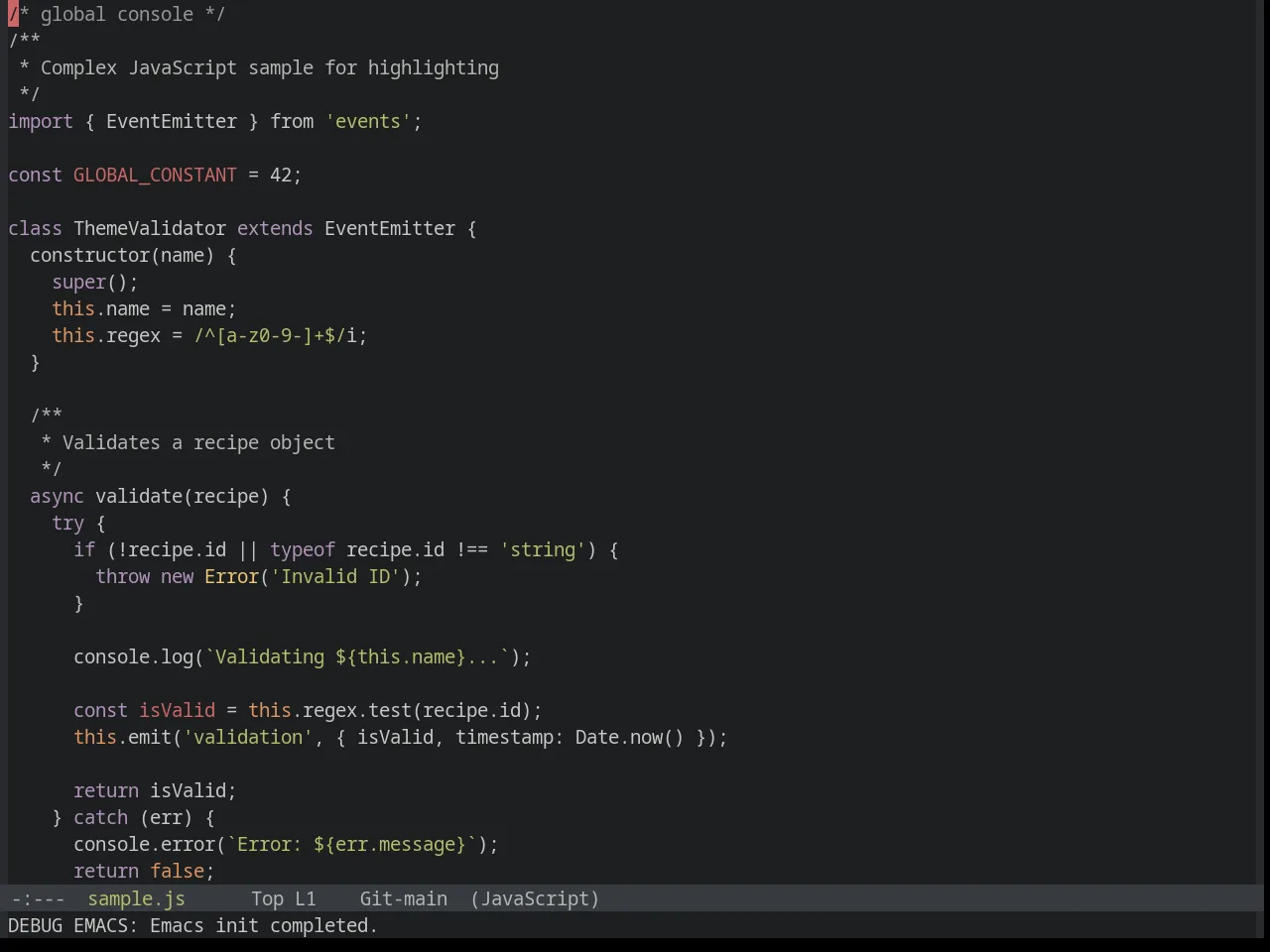Base16 Tomorrow Night Theme in javascript-mode