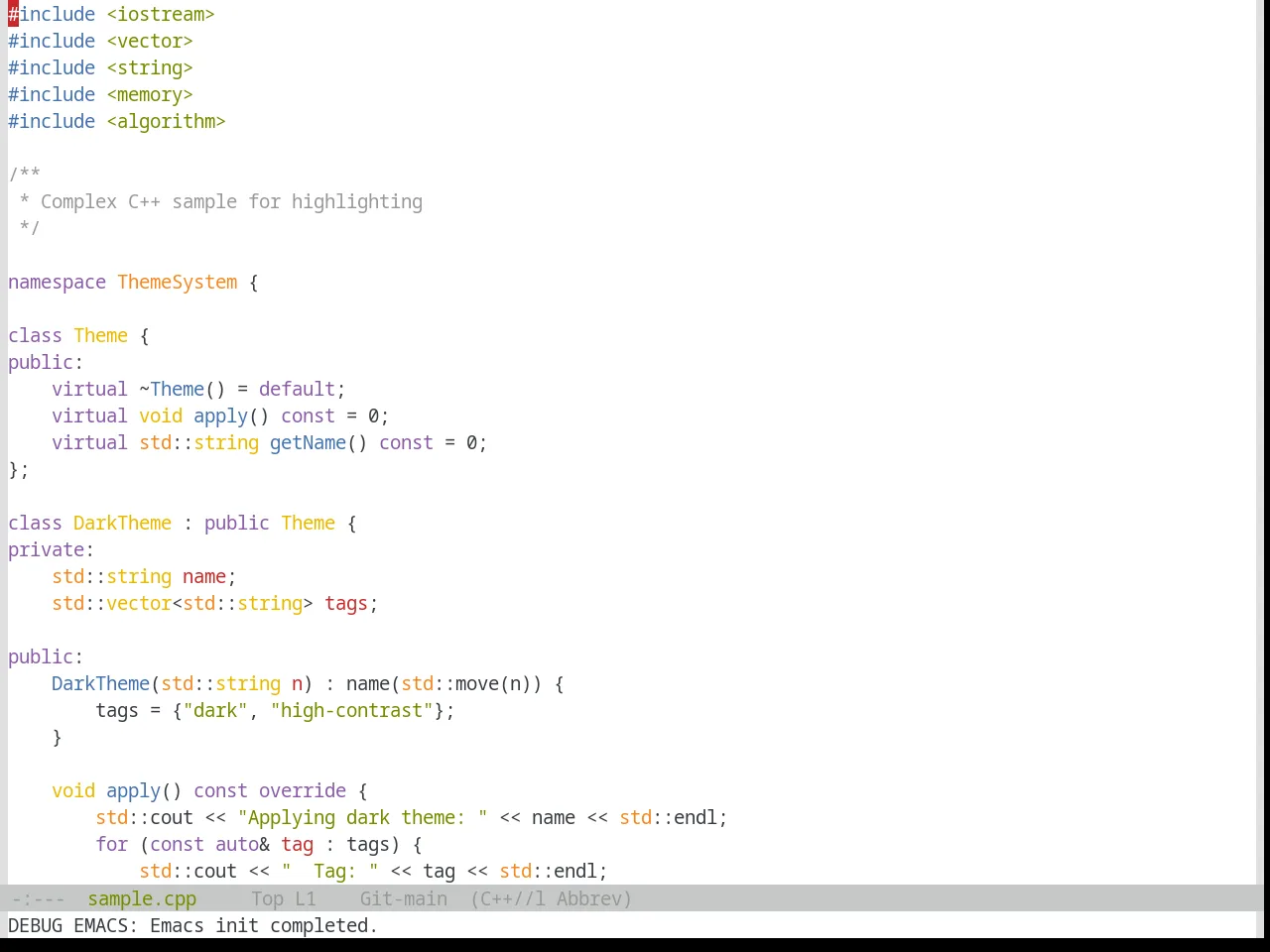 Base16 Tomorrow Theme in c++-mode