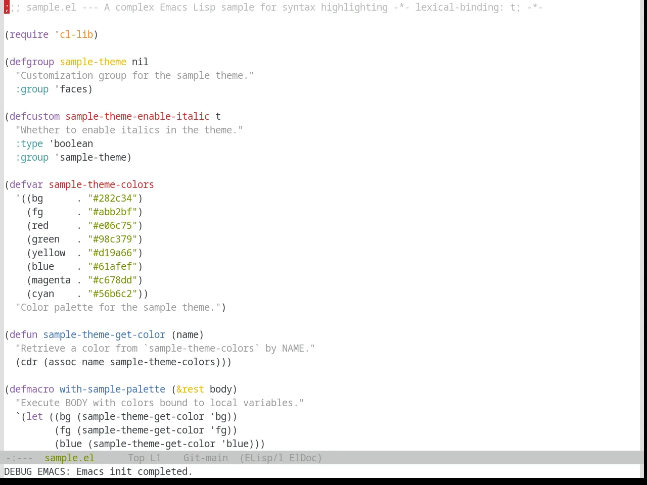 Base16 Tomorrow Theme in emacs-lisp-mode